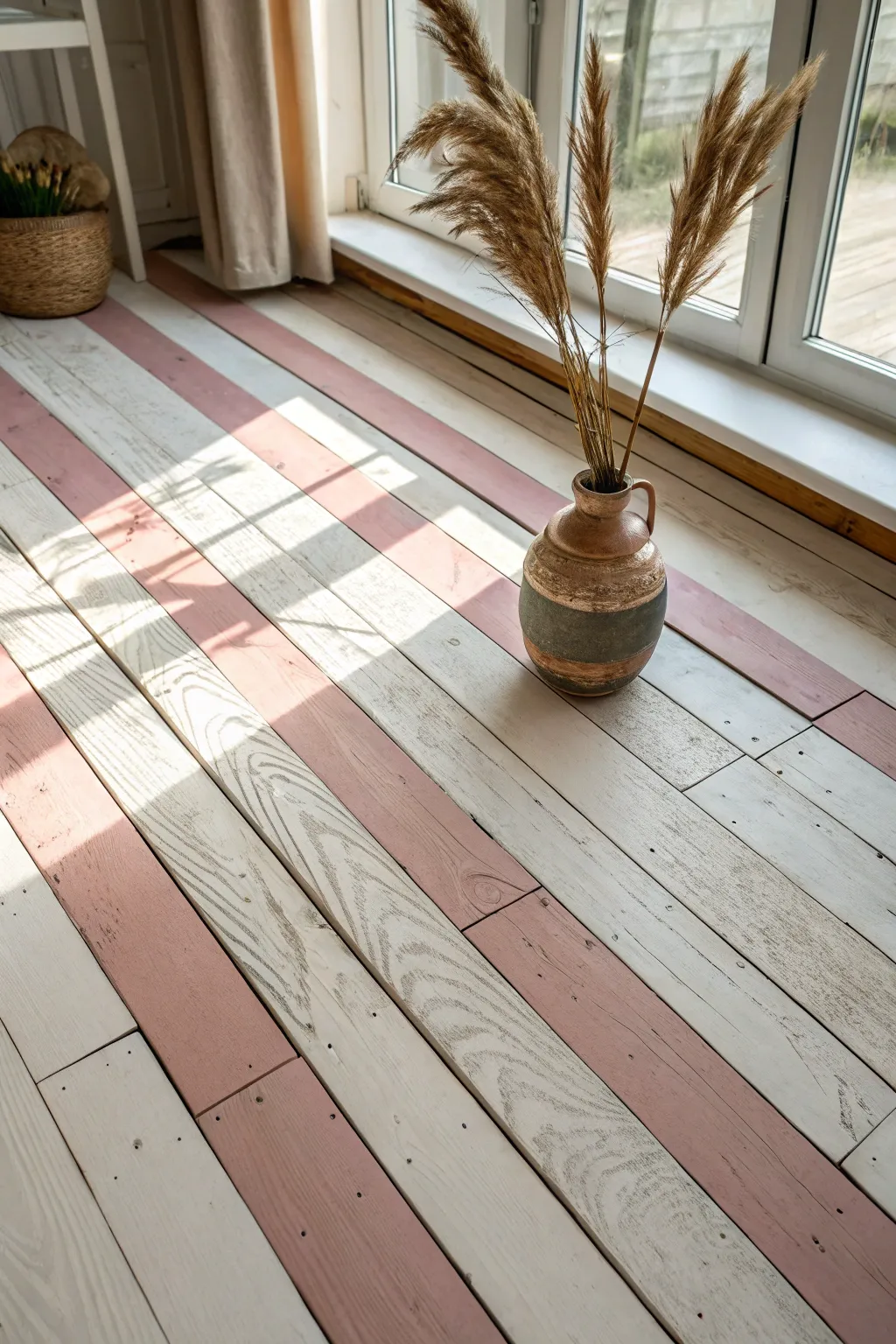Elevate your space with serene stripes: a minimalist's dream floor.