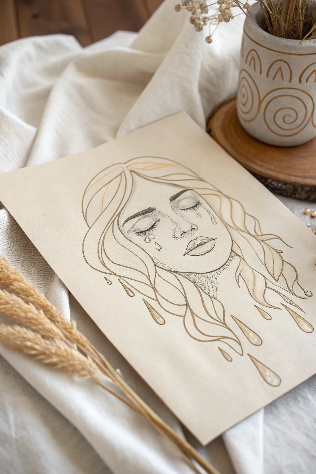 Embrace the beauty of surreal simplicity with a melting face sketch, where artistry and imagination flow seamlessly.