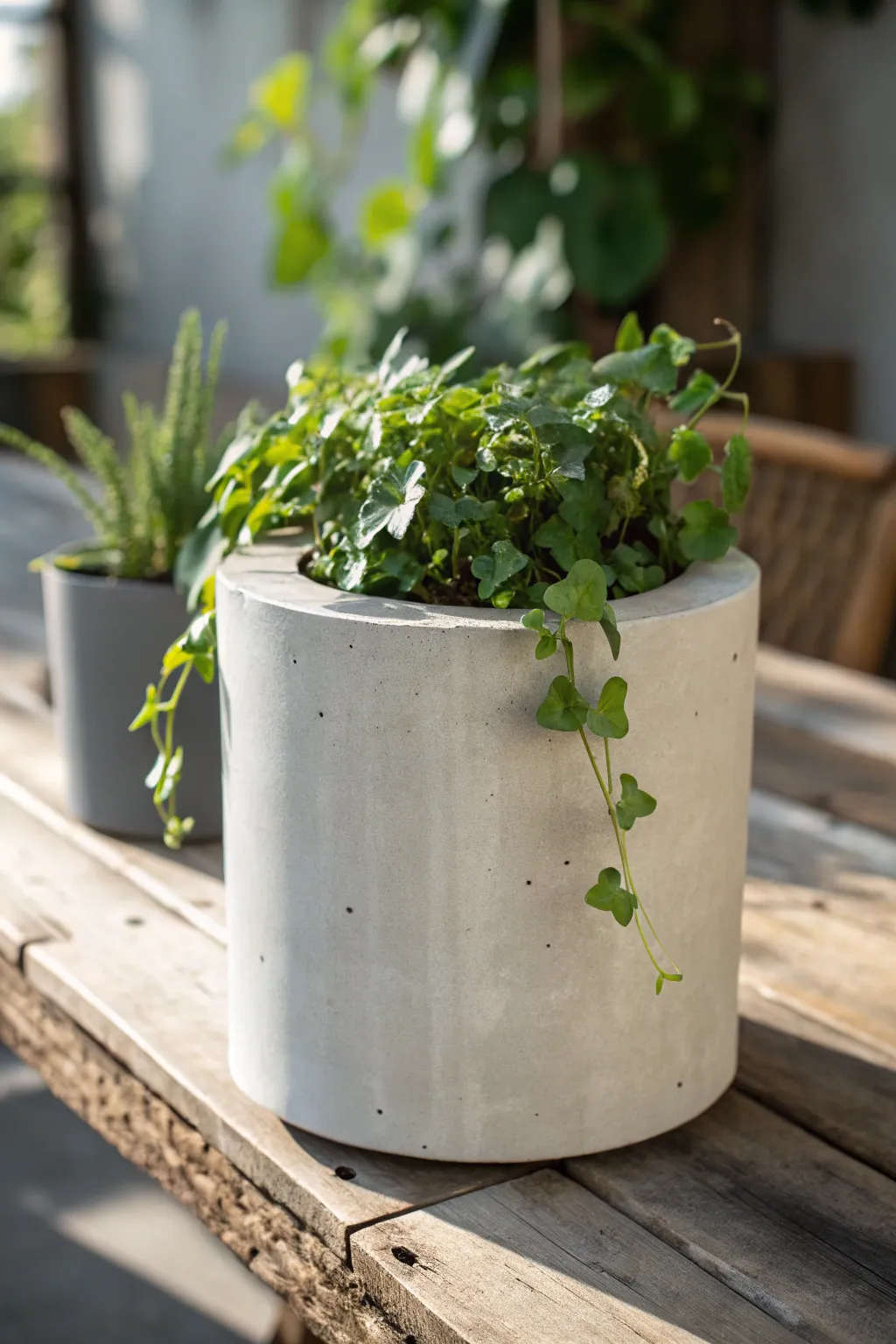 Elevate your garden style with modern slab cylinder planters. #GardenGoals