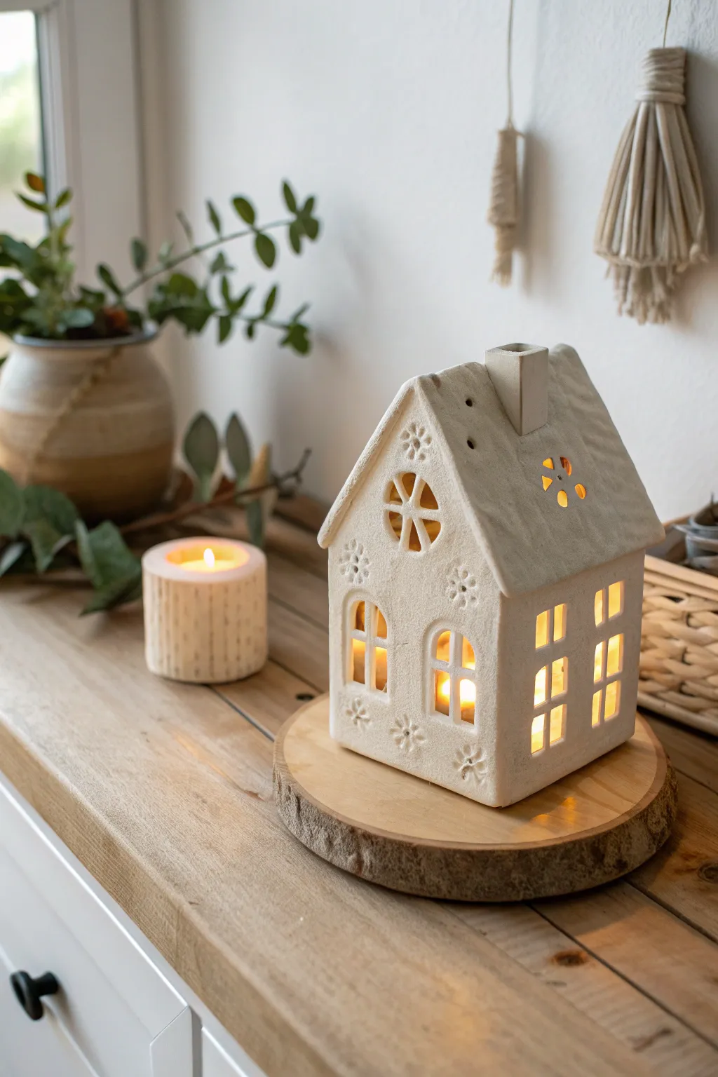 Illuminate your space with handcrafted charm: a house-shaped tealight holder that brings warmth and magic to any room.