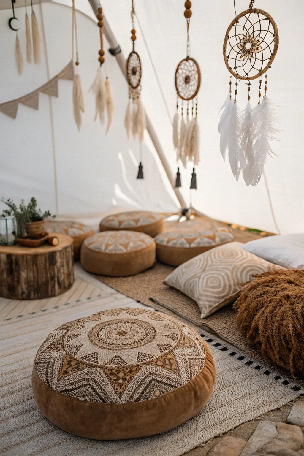 Create your perfect boho chic pillow lounge for the ultimate sleepover retreat.