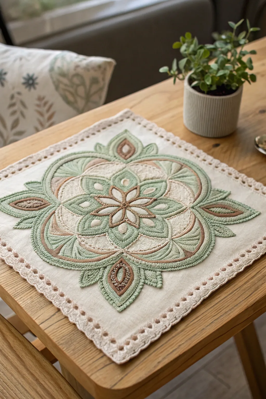 Embrace tranquility with slow stitching in earthy tones, where craftsmanship meets natural beauty.
