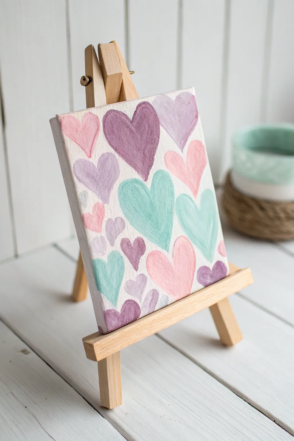 Embrace the warmth of abstract hearts; a minimalist touch with a boho flair.