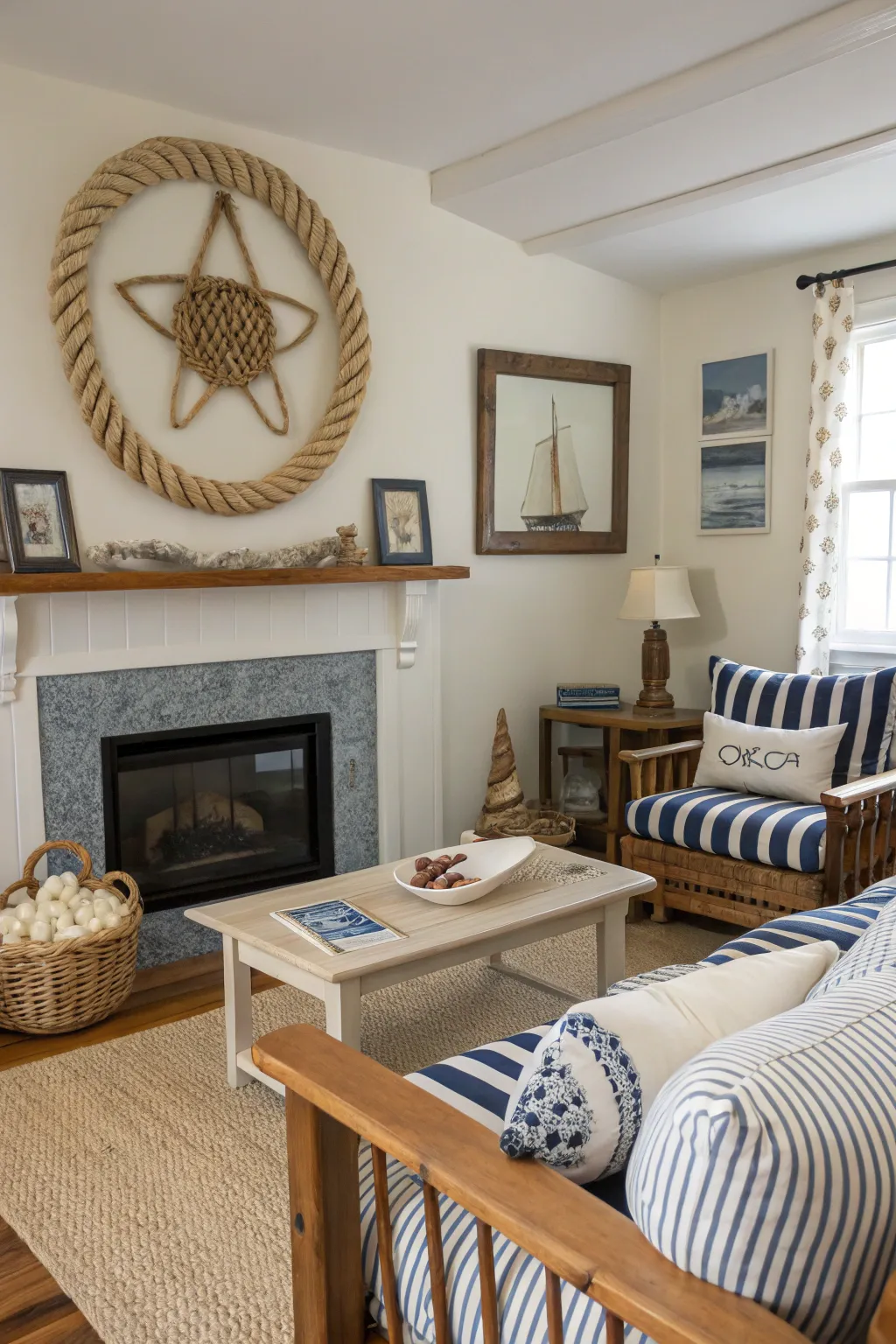 Nautical accents add charm and character to a Cape Cod living space.