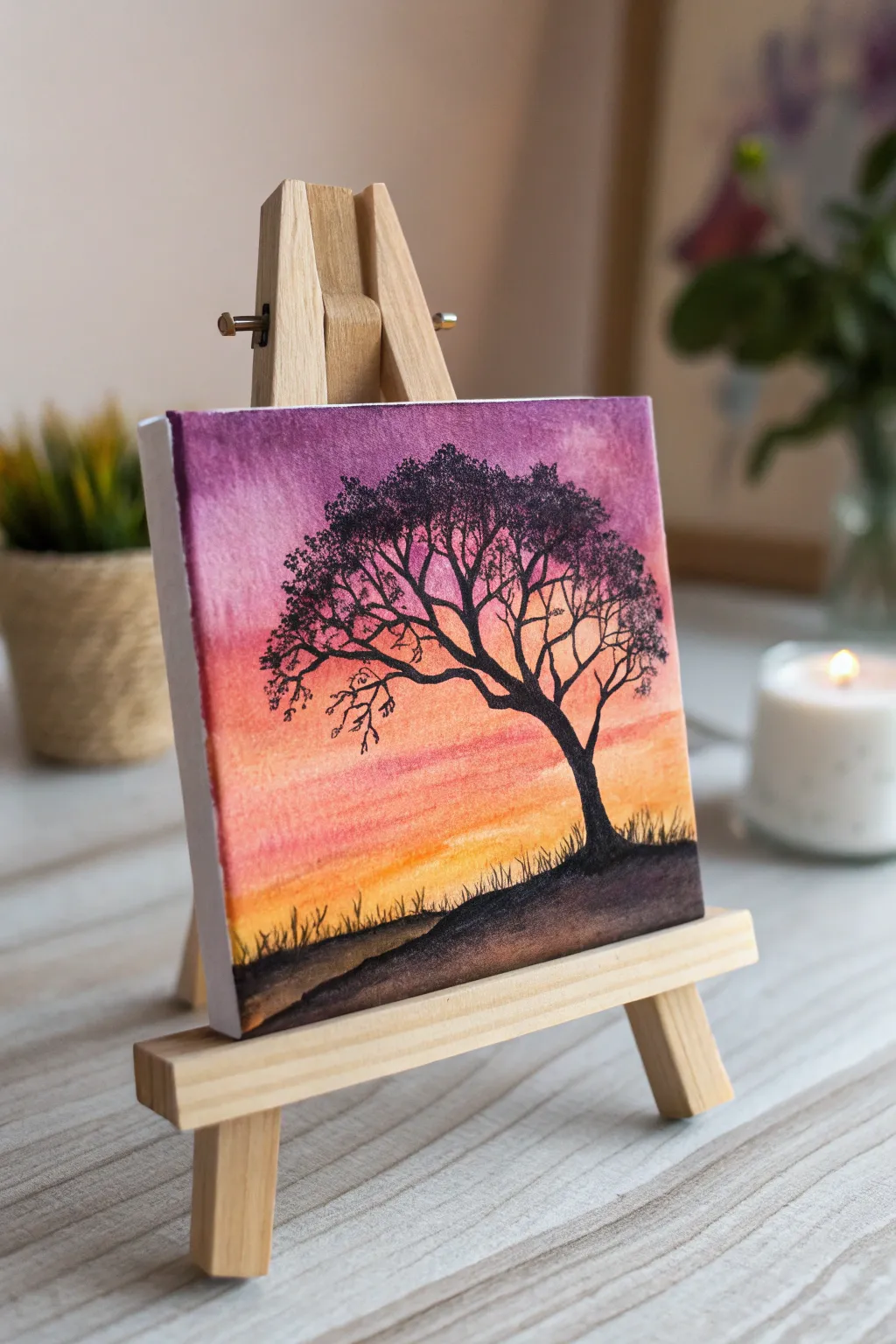 Discover the serene beauty of 'Enchanted Silhouettes' - where simplicity meets elegance in watercolor.