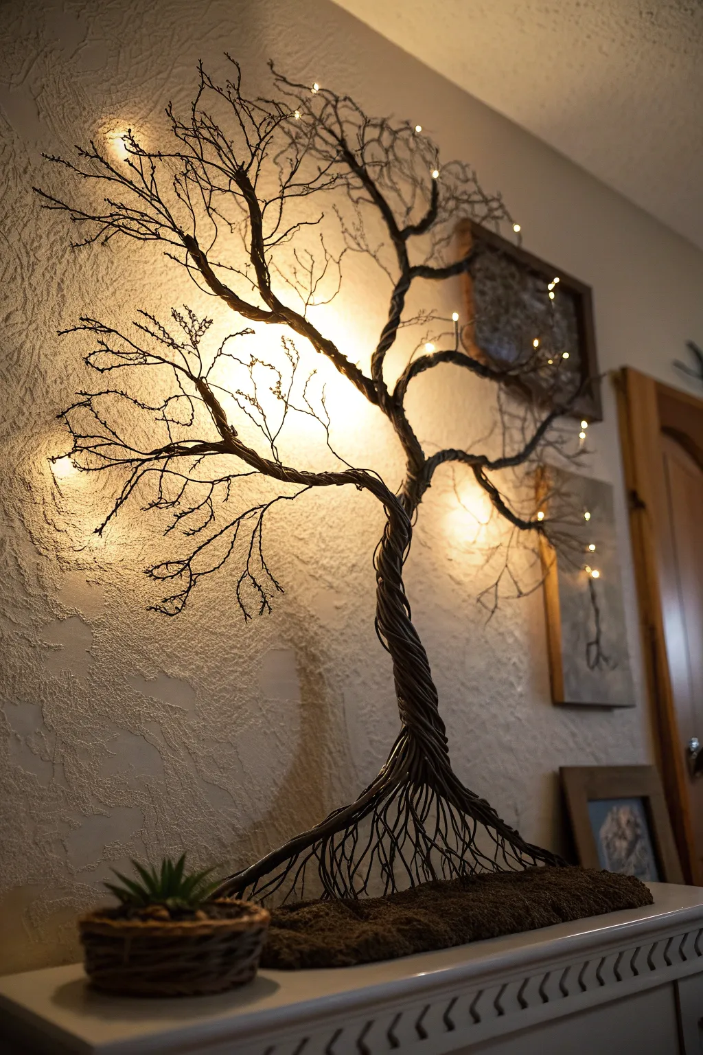 Illuminate your space with the elegance of handcrafted wire art.