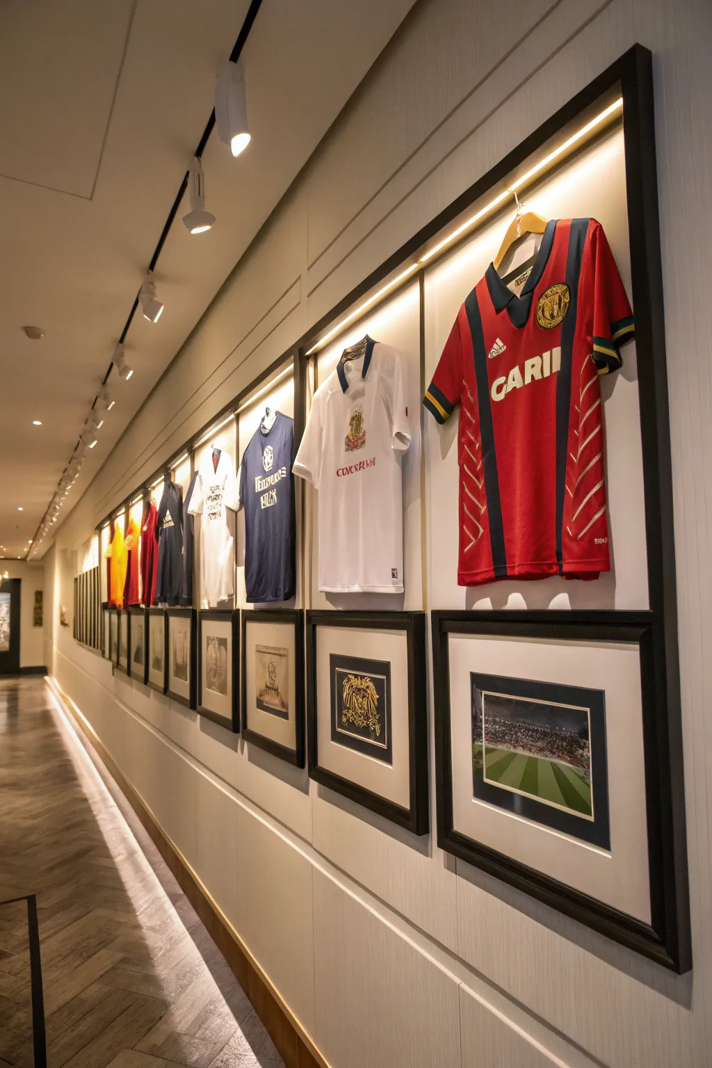 Framed jerseys as a bold decor statement