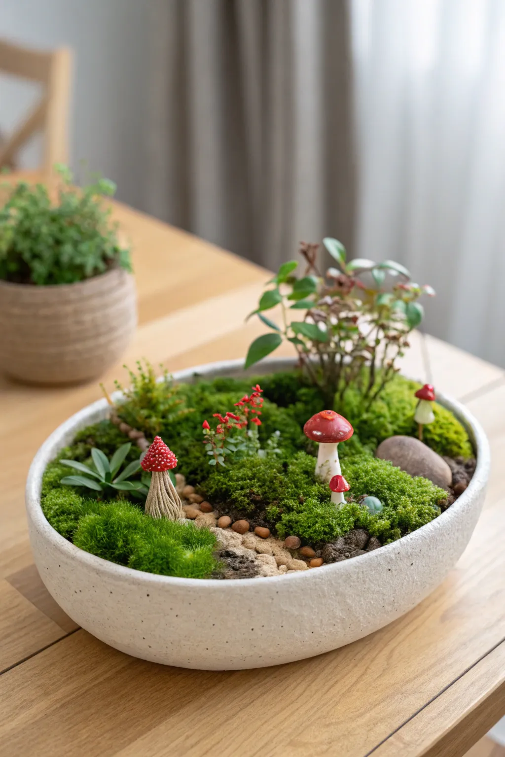 Bring a touch of fairytale magic to your home with this charming miniature garden scene.