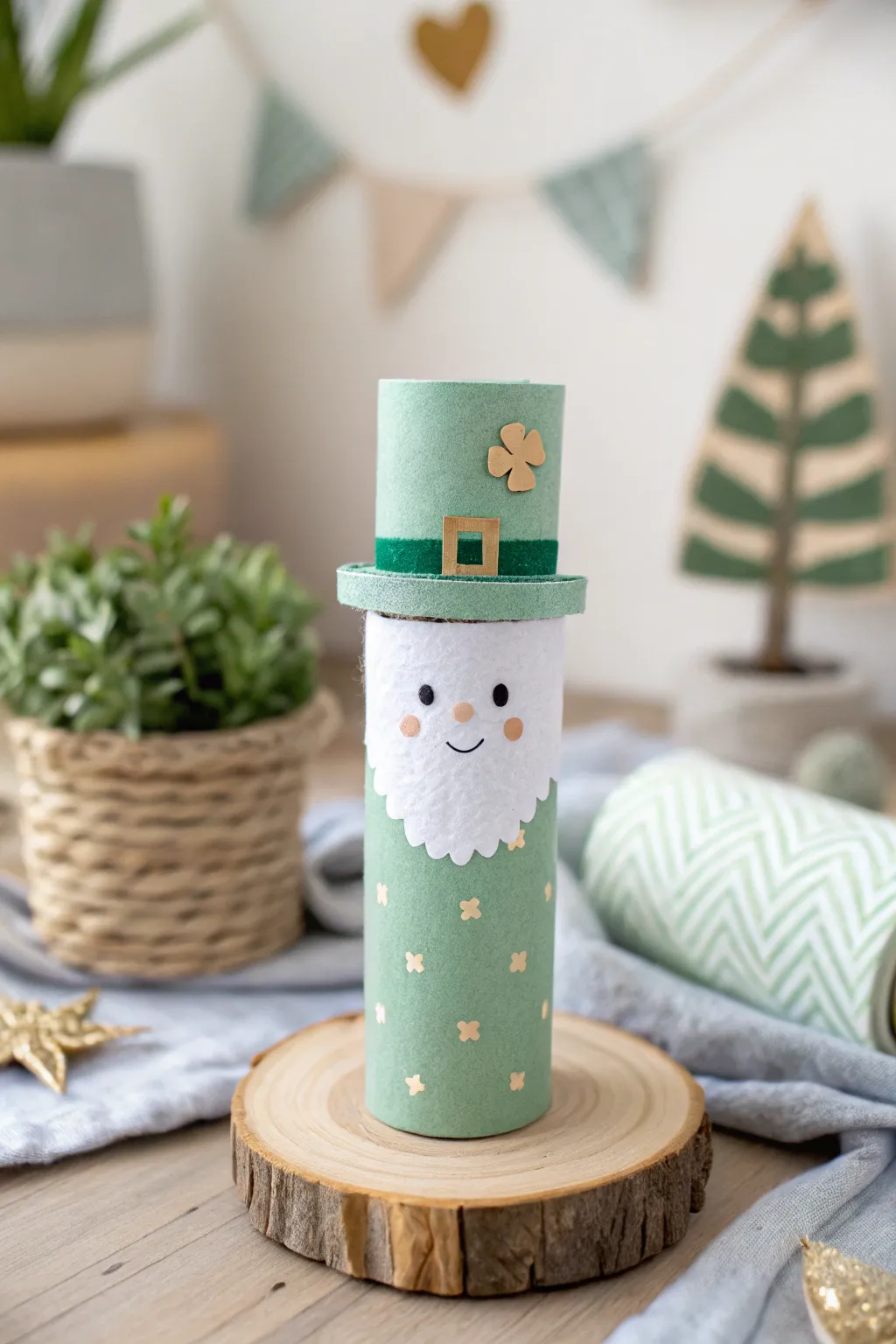 Charming upcycles: Meet our minimalist leprechaun, crafted with love and a touch of magic! 🍀✨