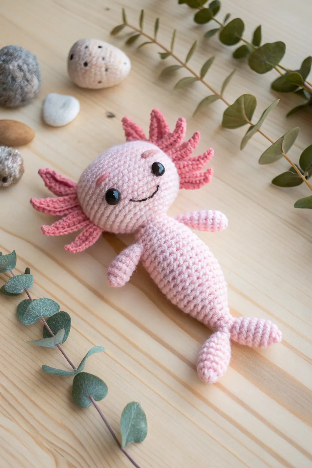 Craft your own charming amigurumi axolotl for a touch of whimsy and simplicity.