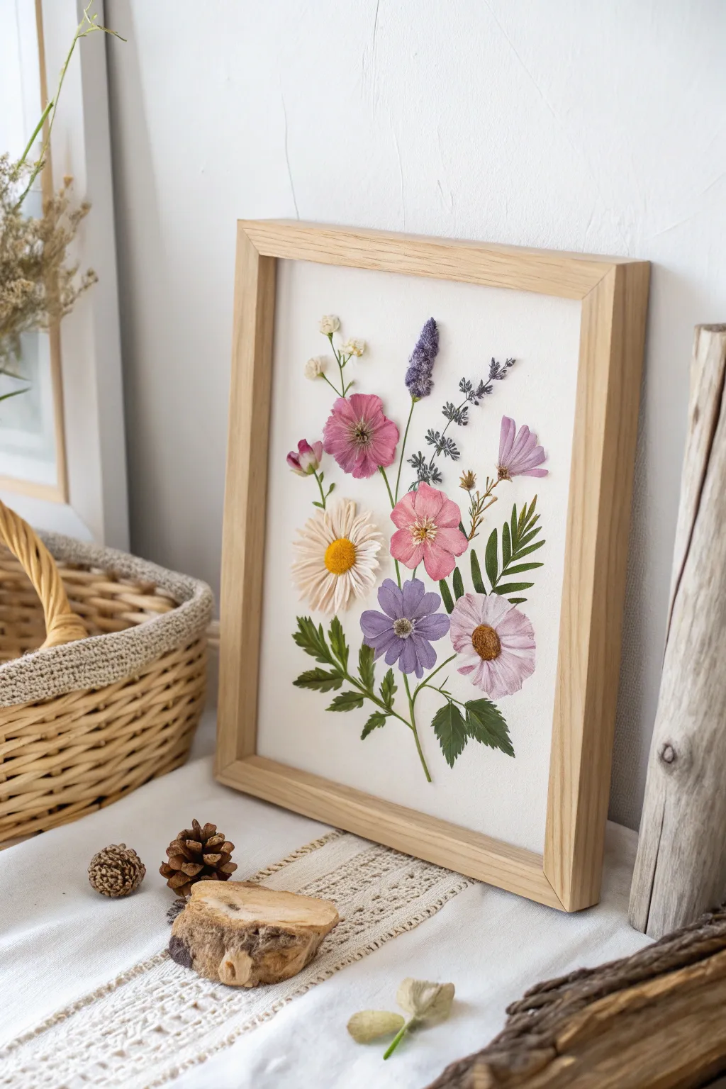 Capture the timeless beauty of summer with pressed flower art, a perfect blend of nature and minimalism for your serene living space.