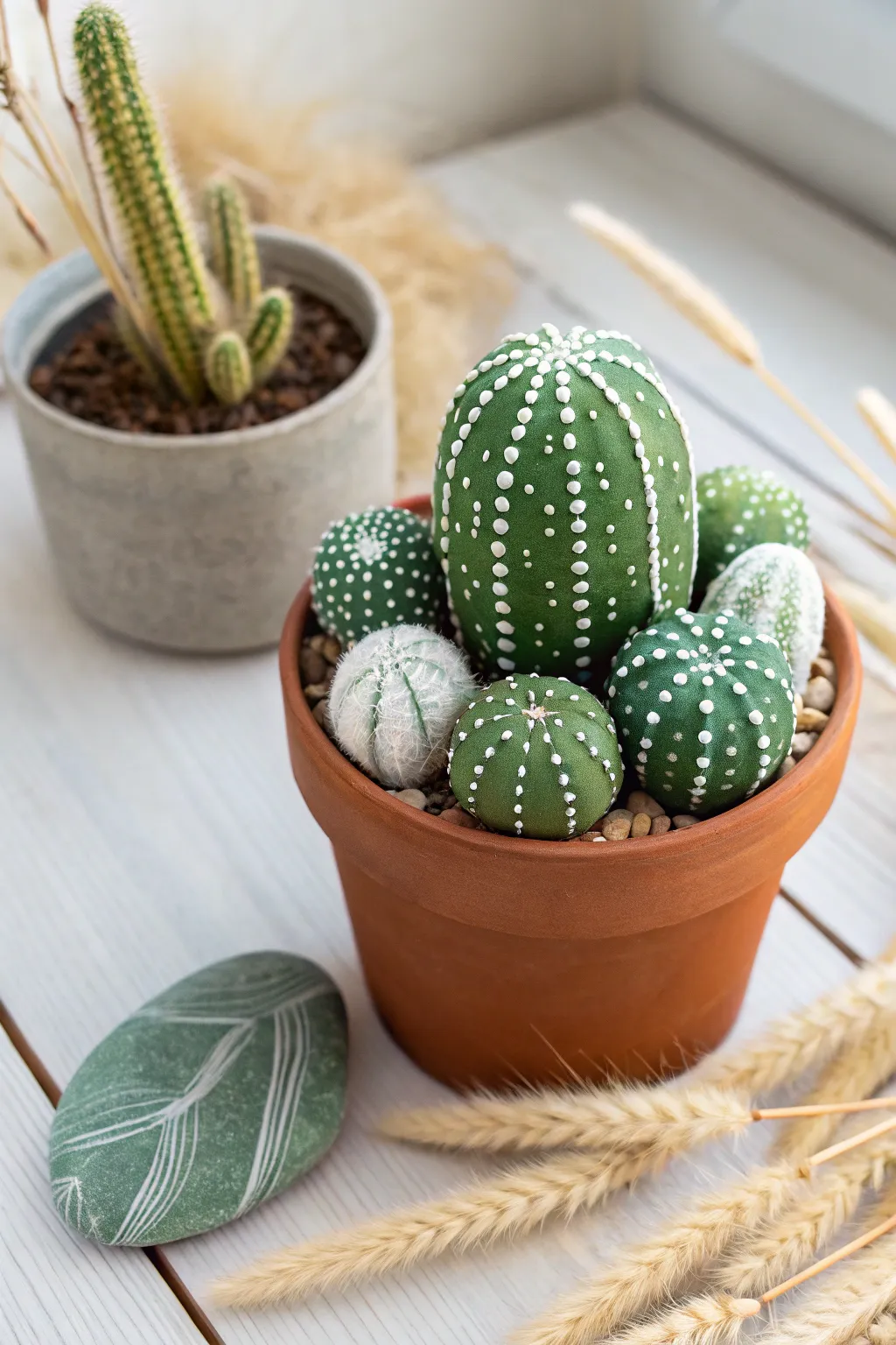 Bring the desert indoors with these charming painted rock cacti—zero maintenance, all style!