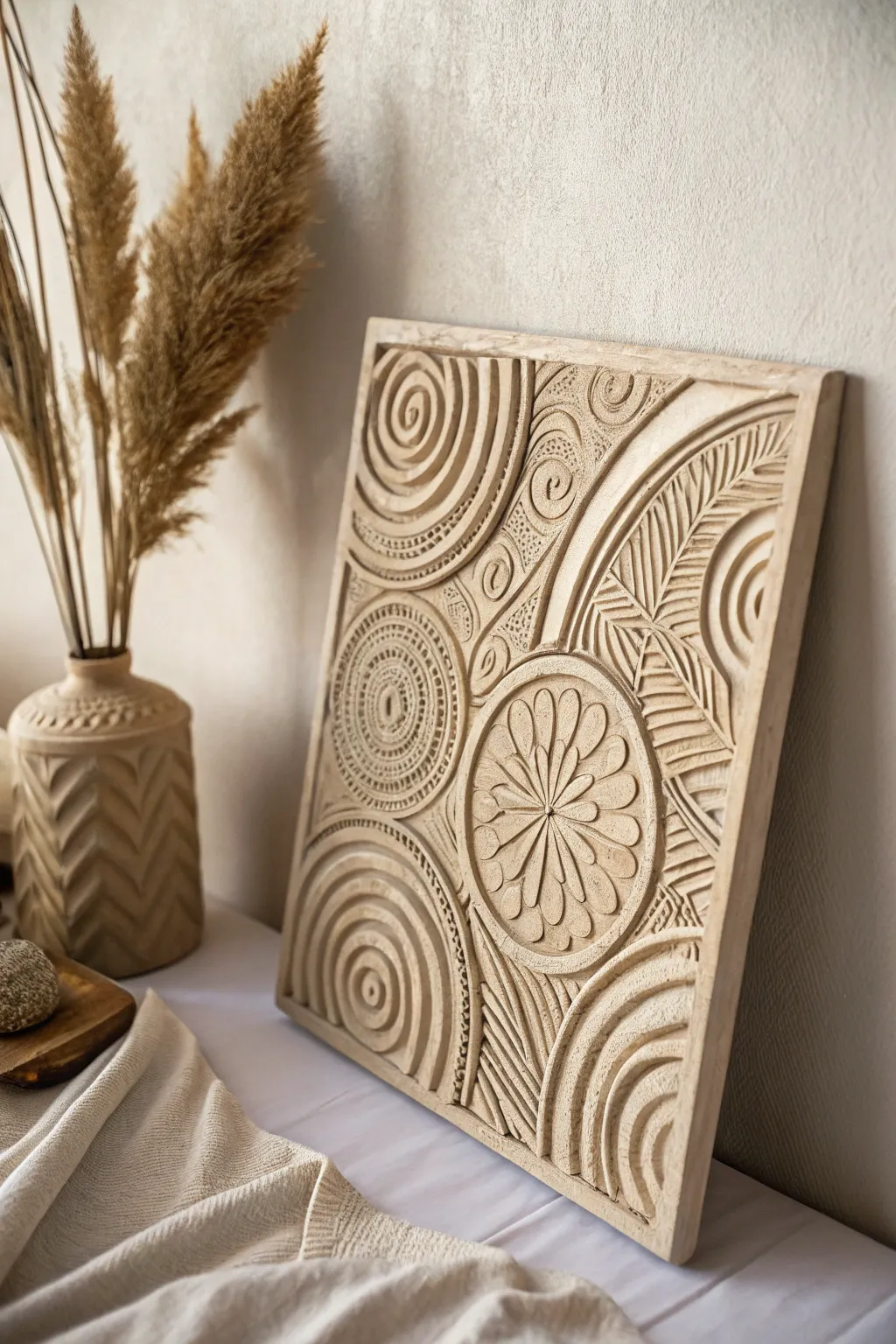 Discover the beauty in abstract intricacies with this stunning textured clay art masterpiece.