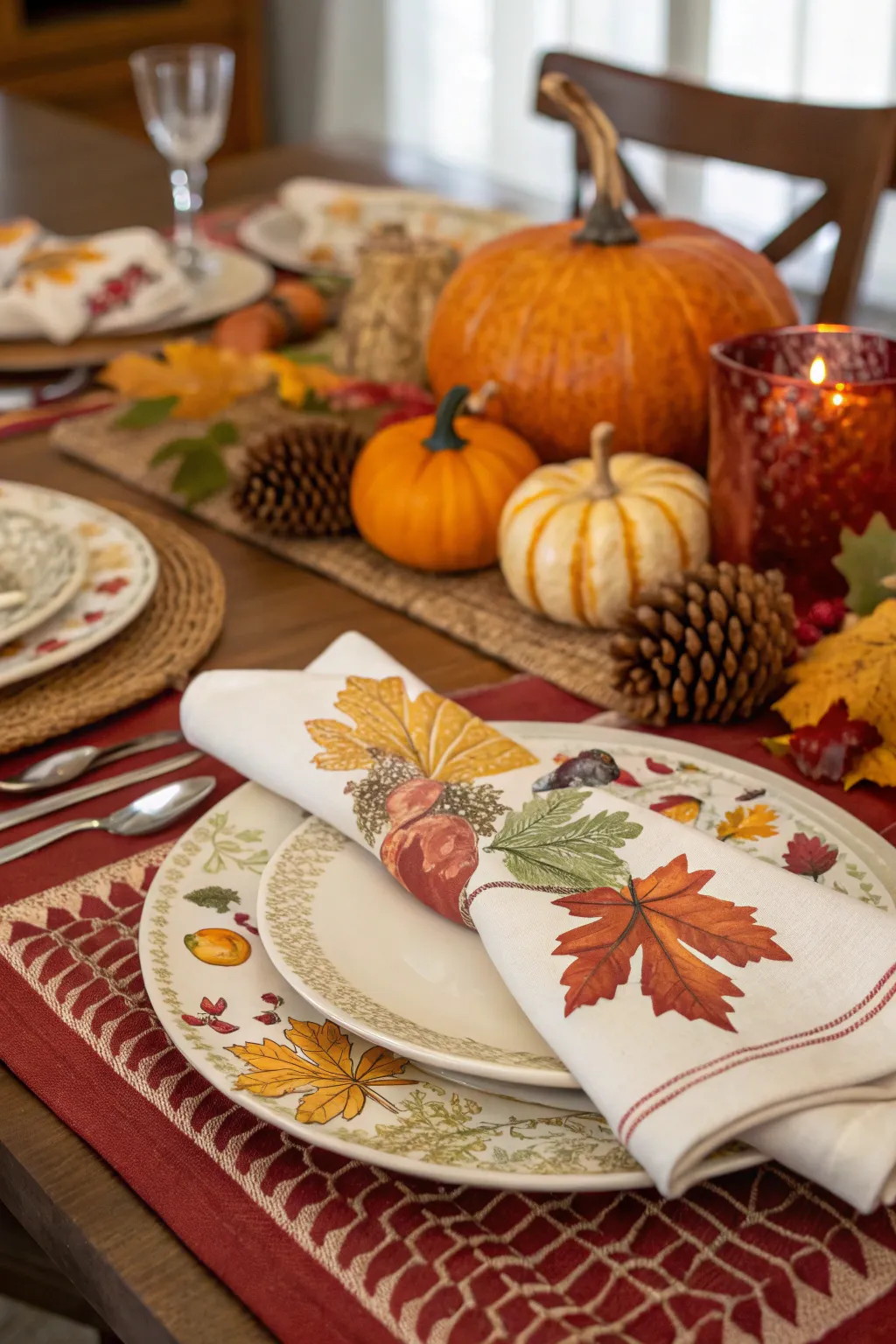Decorative settings tie the autumn theme together.