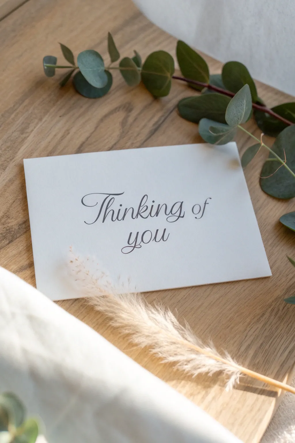 Embrace the power of simplicity with this minimalist 'Thinking of You' card, where words speak volumes.