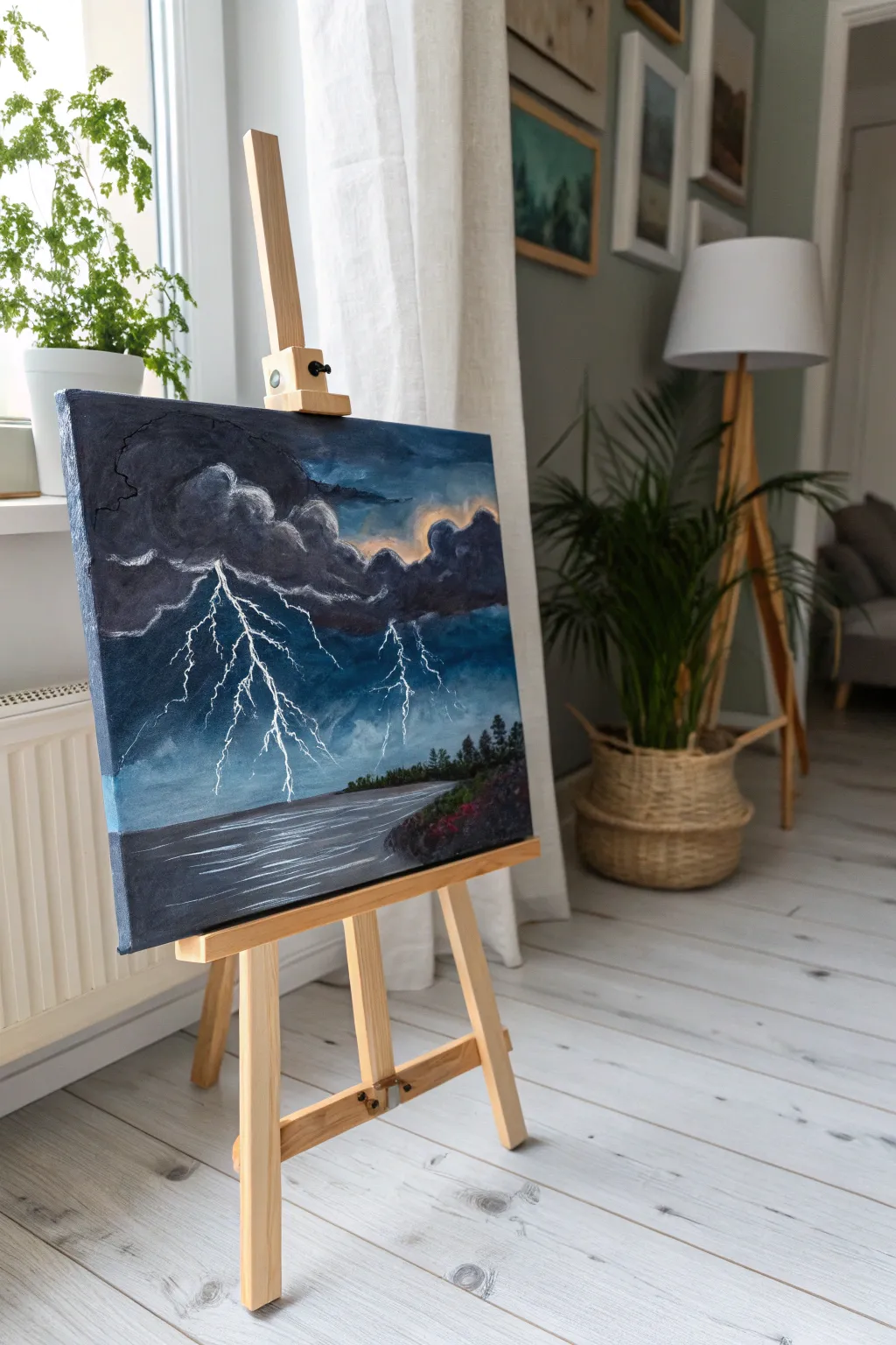 Embrace the beauty of nature's drama with a stormy night masterpiece—where simplicity meets bold expression.