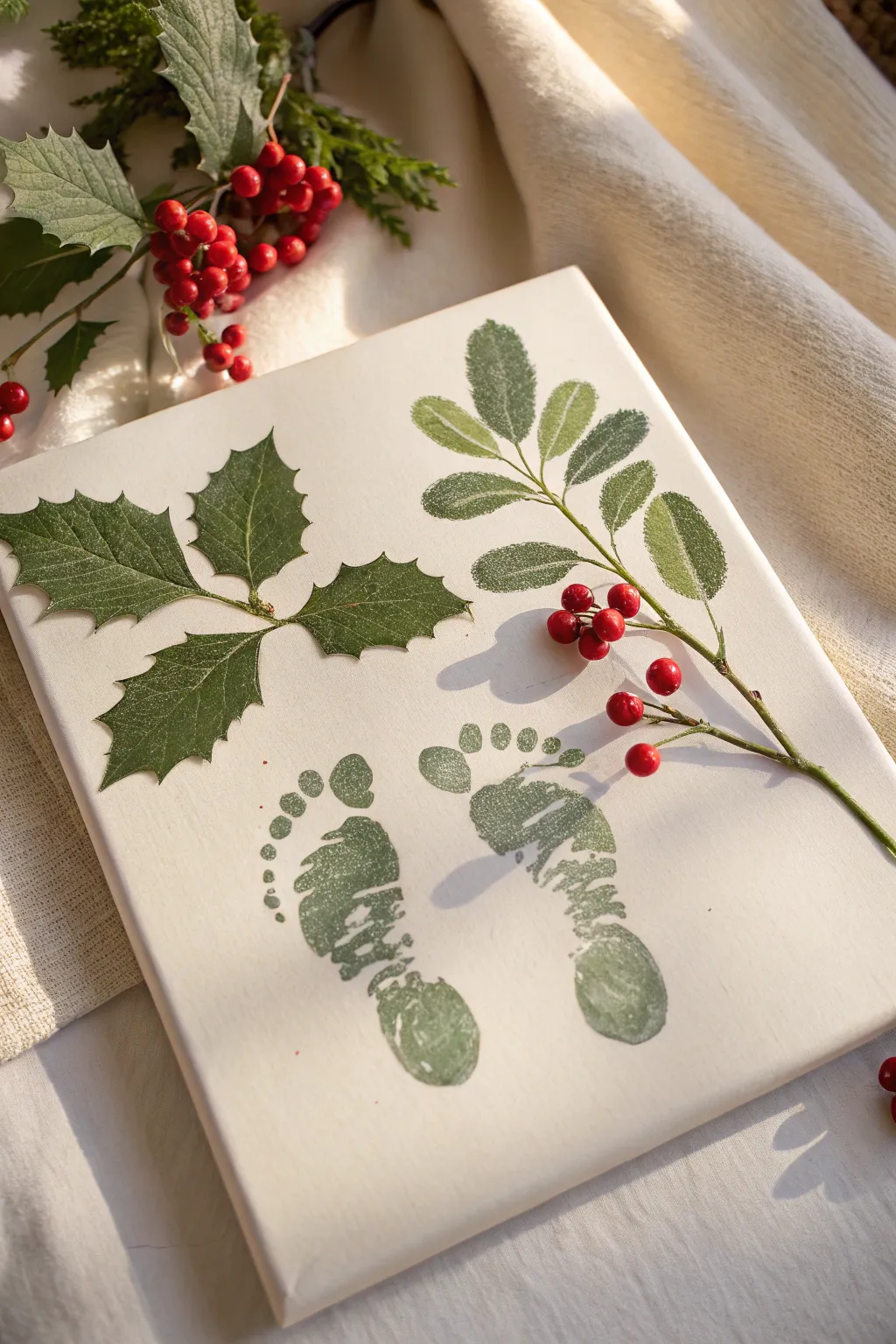 Celebrate the magic of Christmas with this charming toddler footprint mistletoe art—simple, natural, and beautifully crafted.