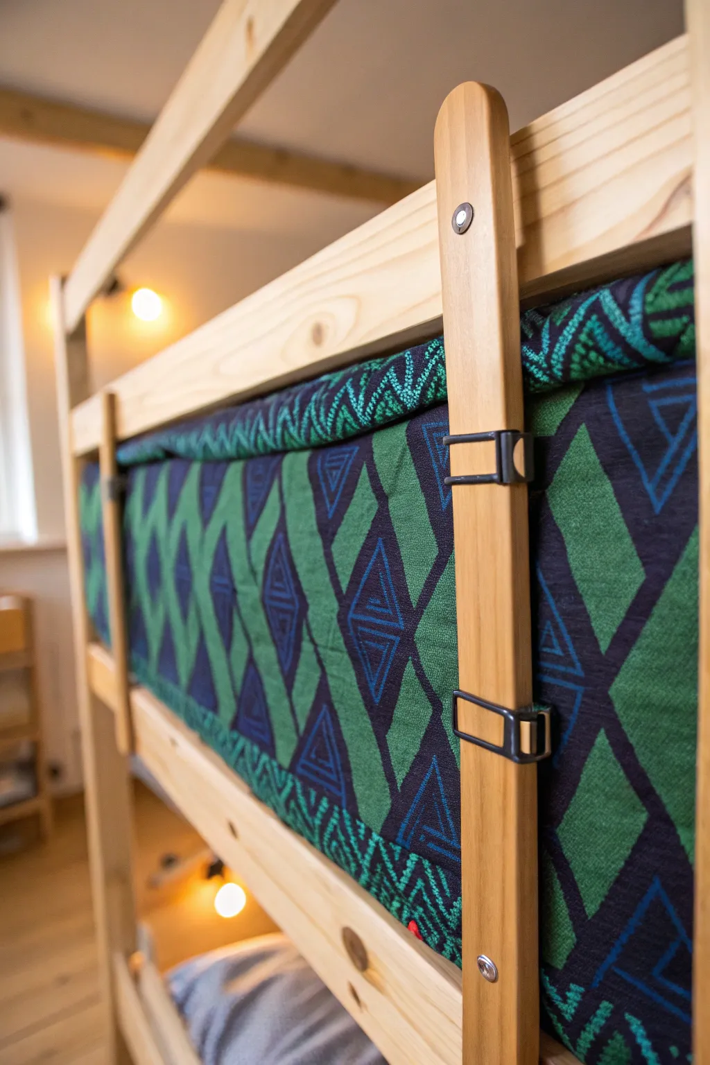 Elevate your bunk bed safety with stylish fabric panels that blend function with flair.
