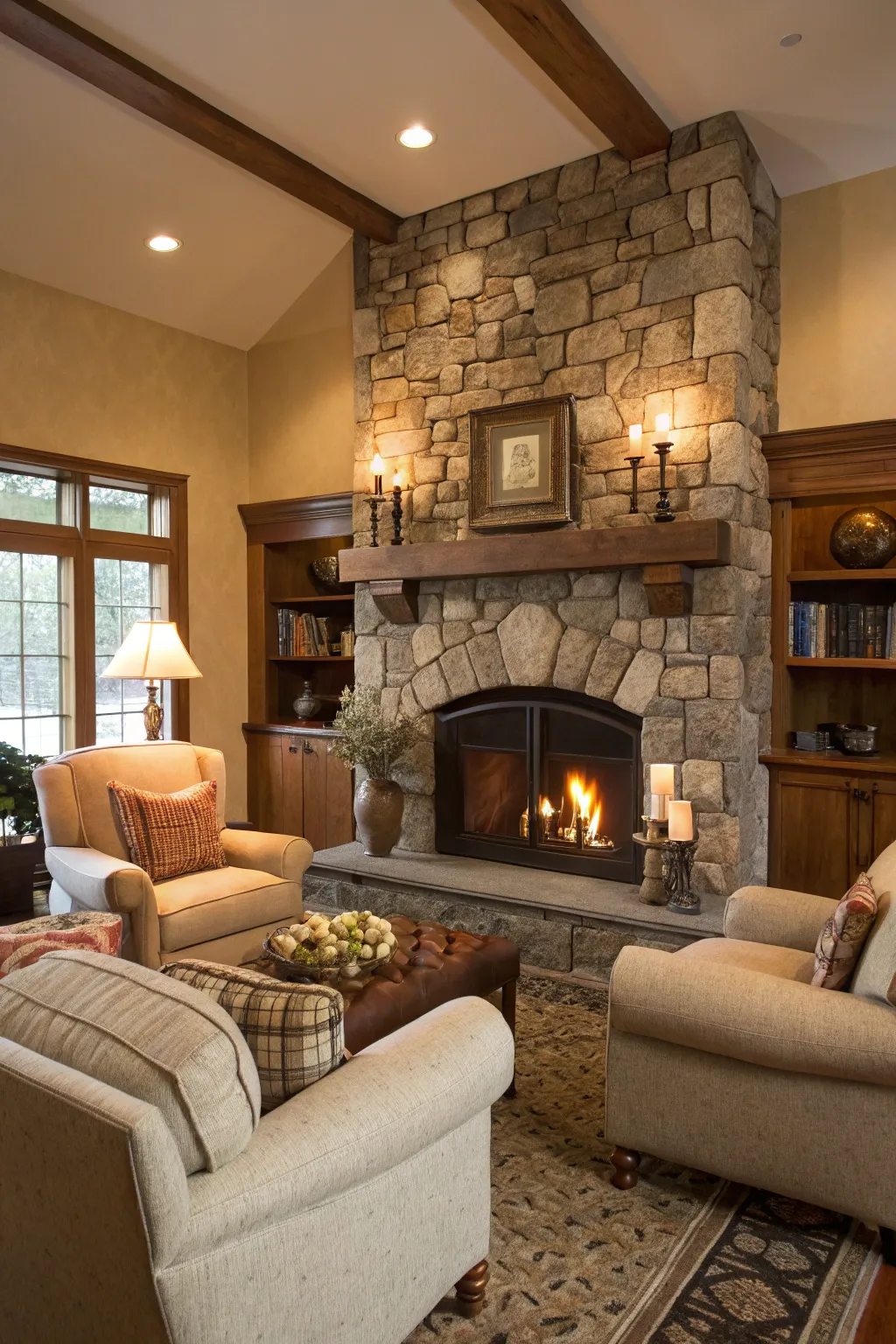 Fireplaces act as a warm gathering spot.