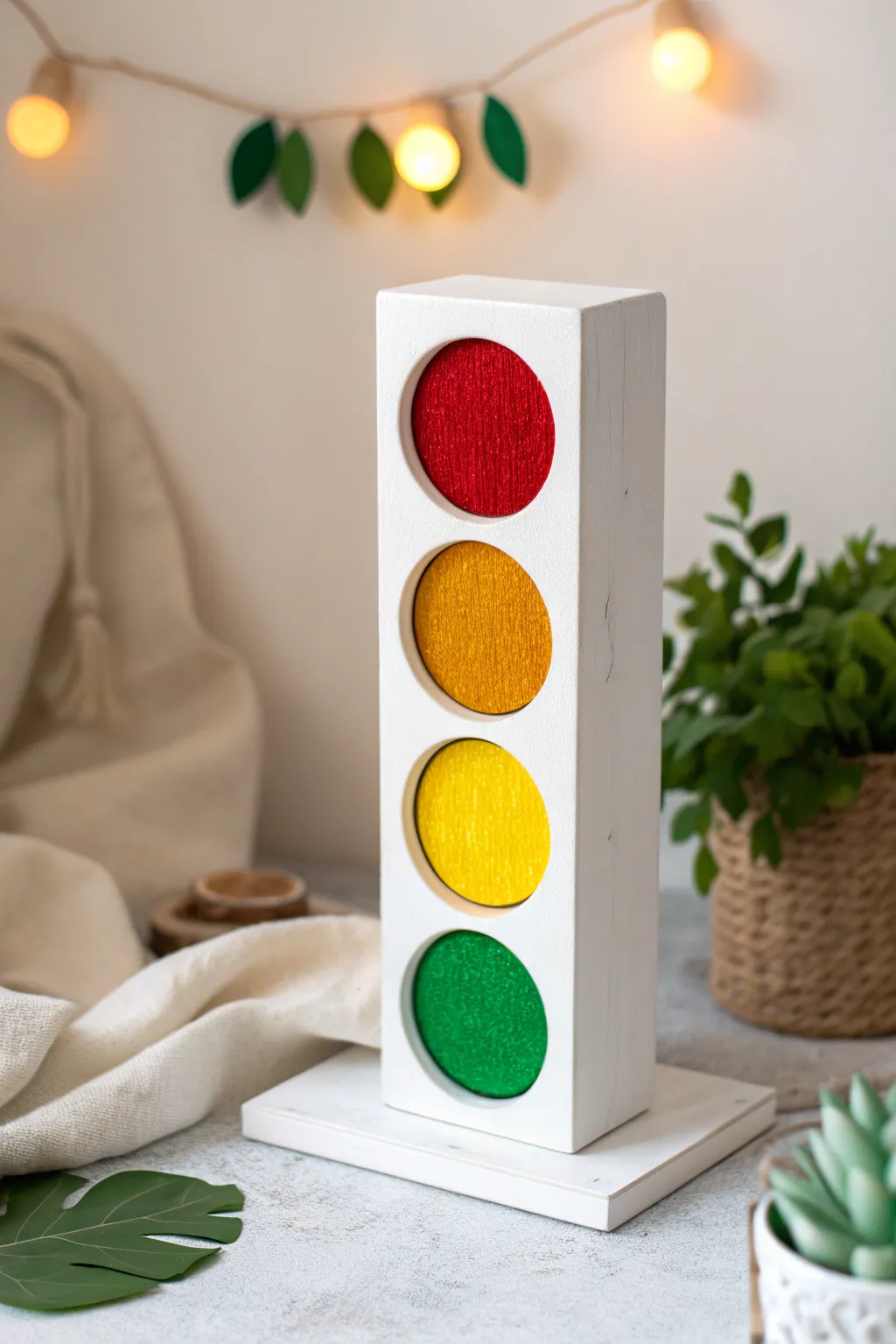 Teaching road safety through playful craftsmanship – a minimalist traffic light craft for your little ones.