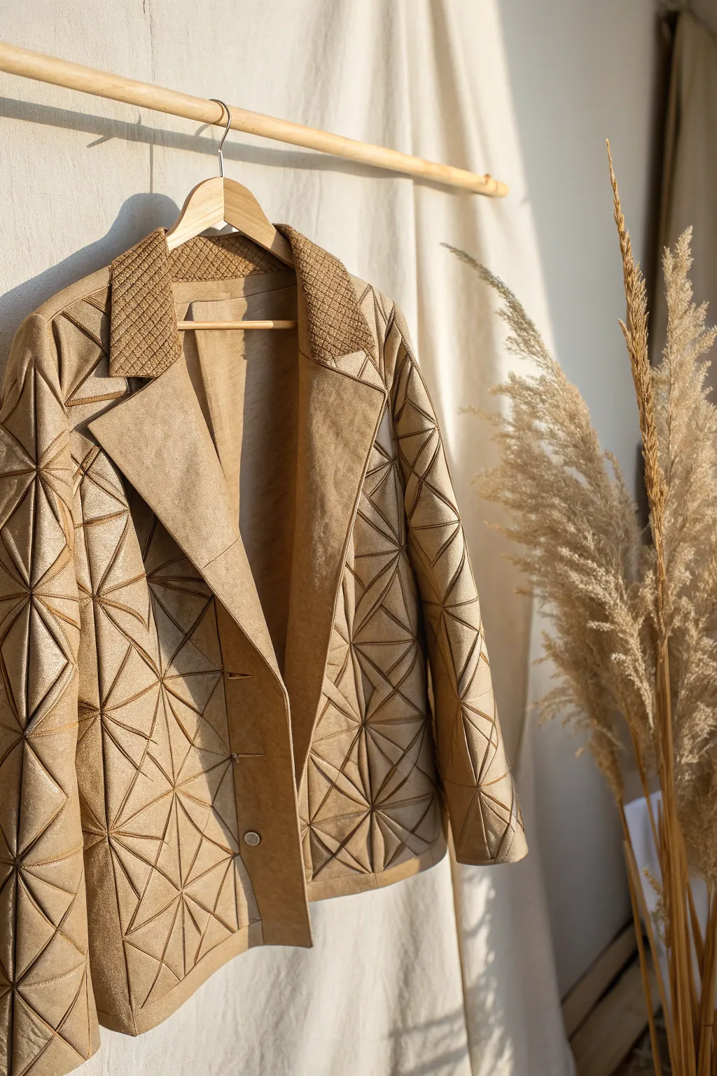 Embrace eco-chic with this stunning Cardboard Couture jacket, where sustainability meets style in the most elegant way.
