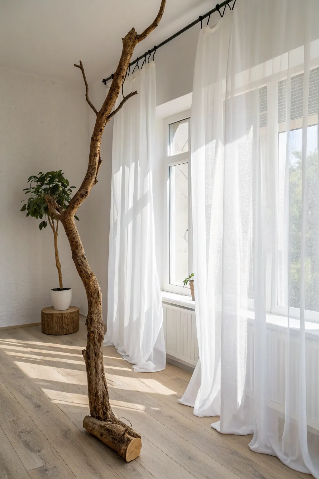 Embrace nature's artistry with a stunning branch curtain rod - where simplicity meets elegance.