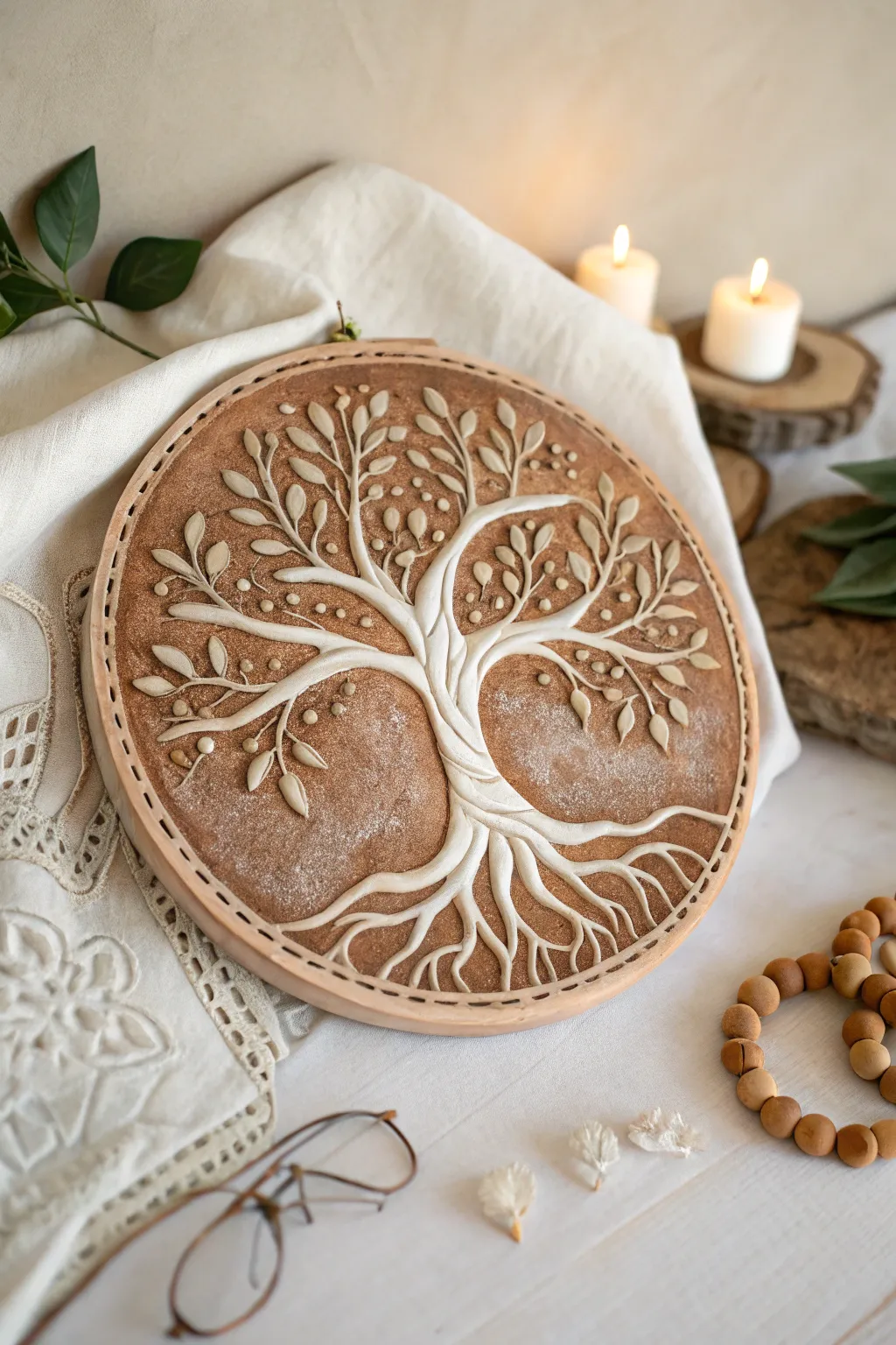 Embrace the natural elegance with this handcrafted Tree of Life clay plaque, a perfect blend of minimalist design and bohemian charm.