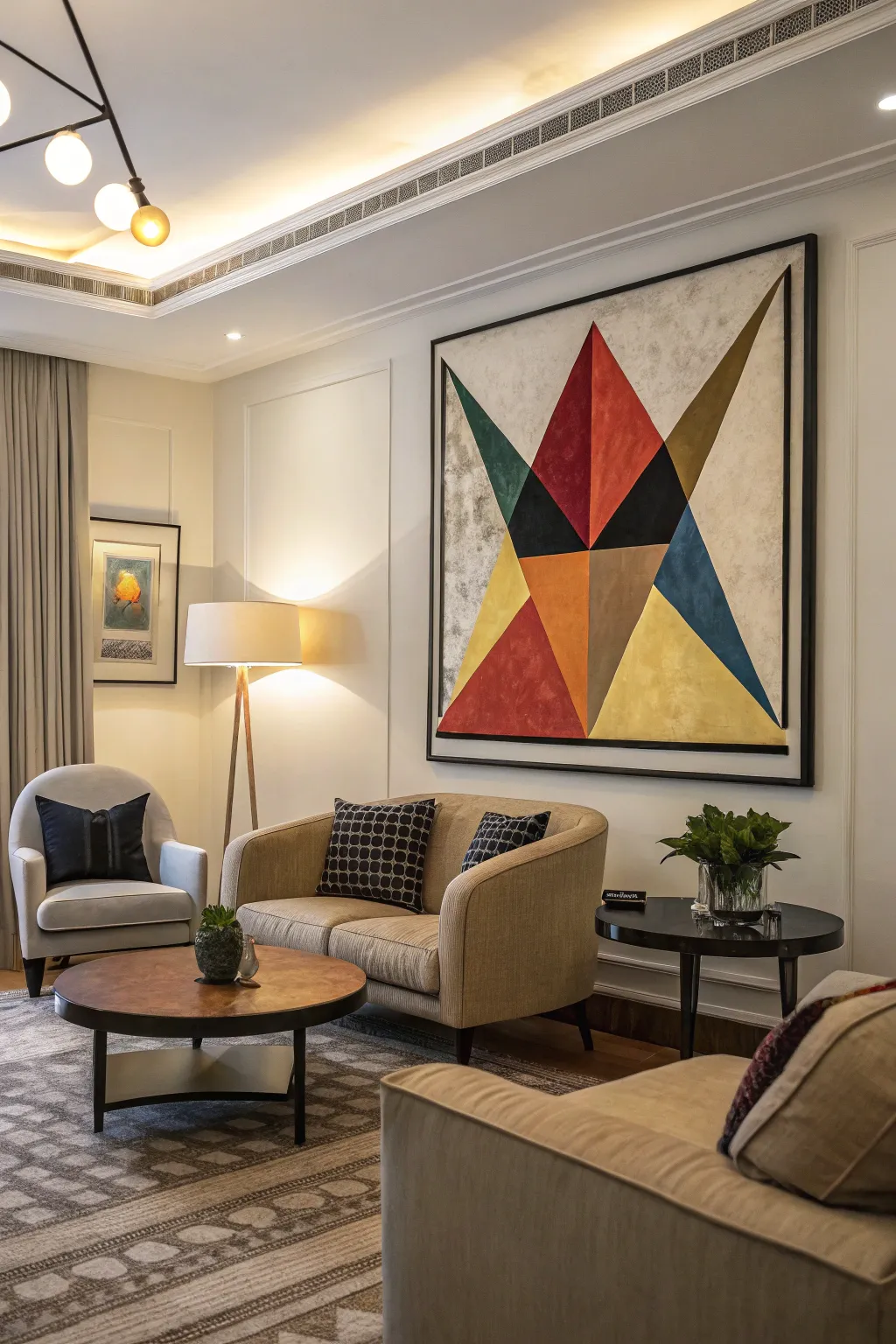 Abstract triangle art brings creativity to your space.