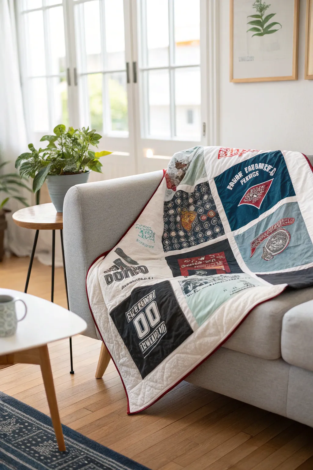 Wrap yourself in memories with a T-shirt quilt that tells your story. #CraftedMemories #MinimalistDecor