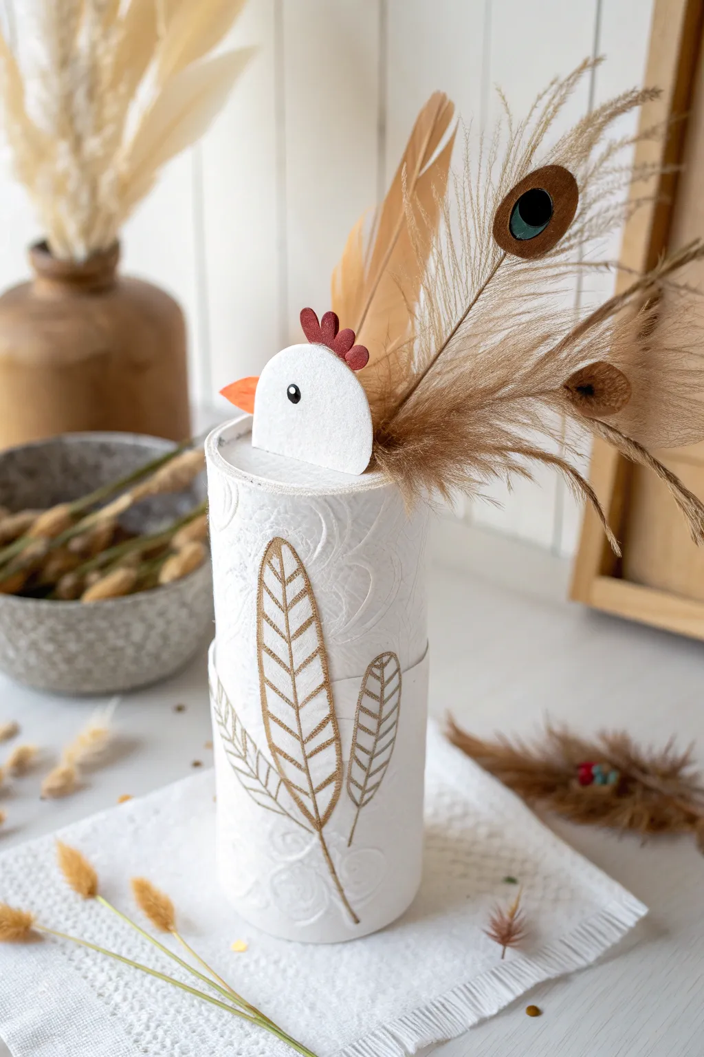 Transform everyday items into charming Thanksgiving decor with these adorable toilet paper roll turkeys!