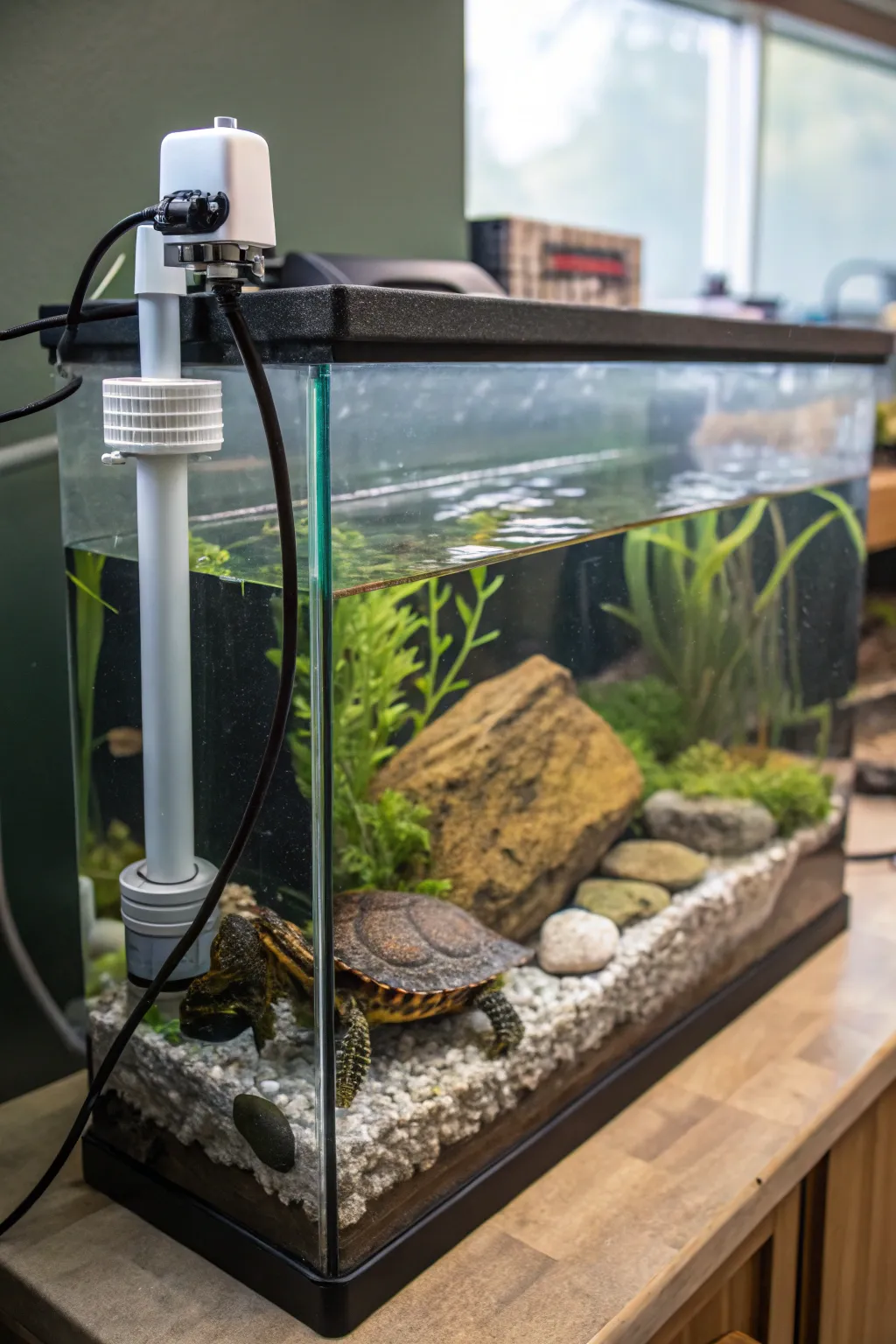 Crystal clear waters maintained by an efficient filtration system.