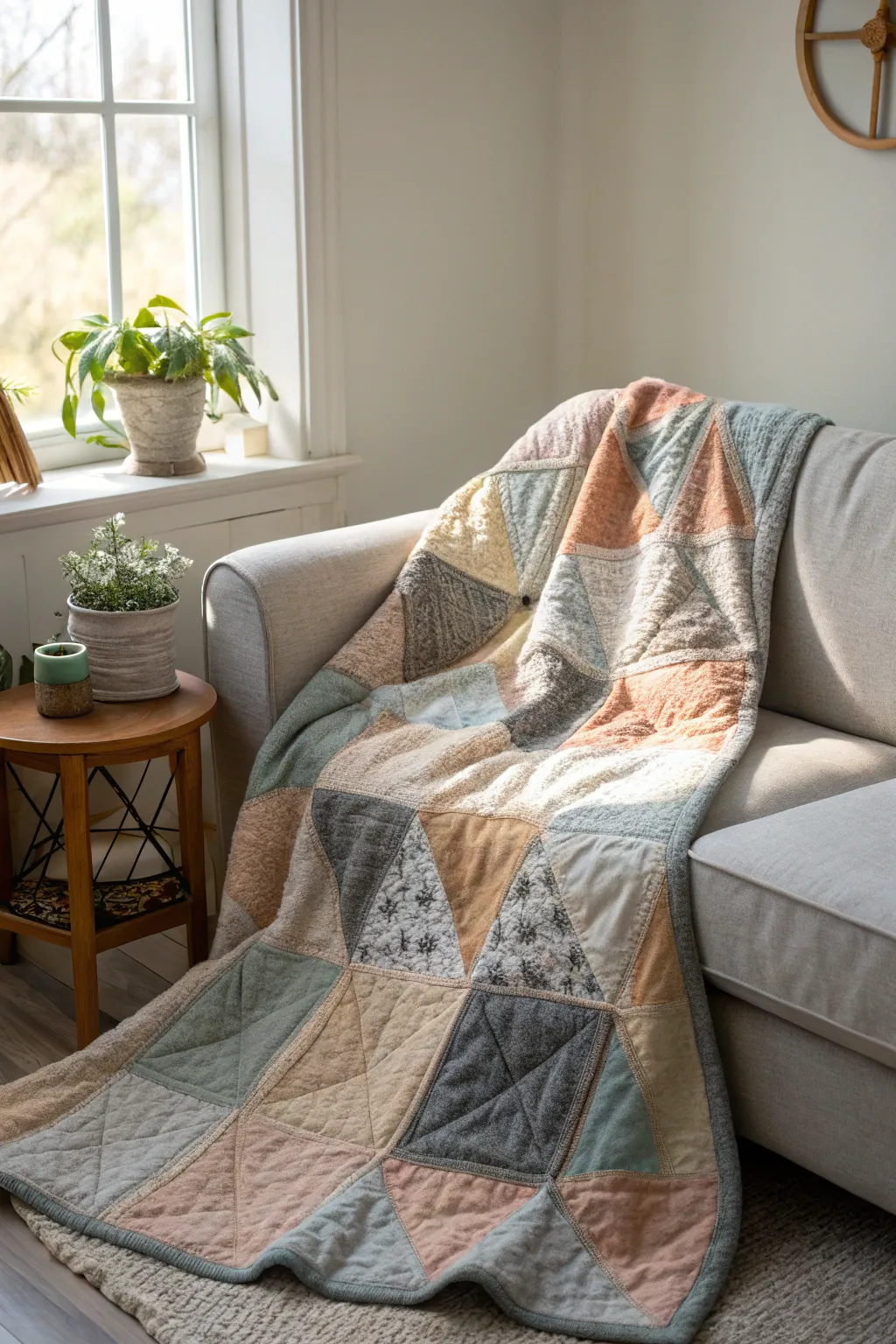 Wrap yourself in memories with this cozy quilted blanket, crafted from cherished sweatshirts. #UpcycleElegance