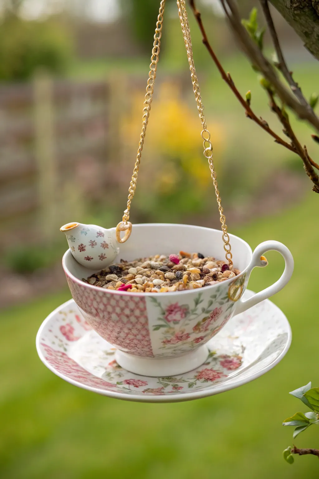 Elevate your garden with these charming upcycled teacup bird feeders—where elegance meets nature.