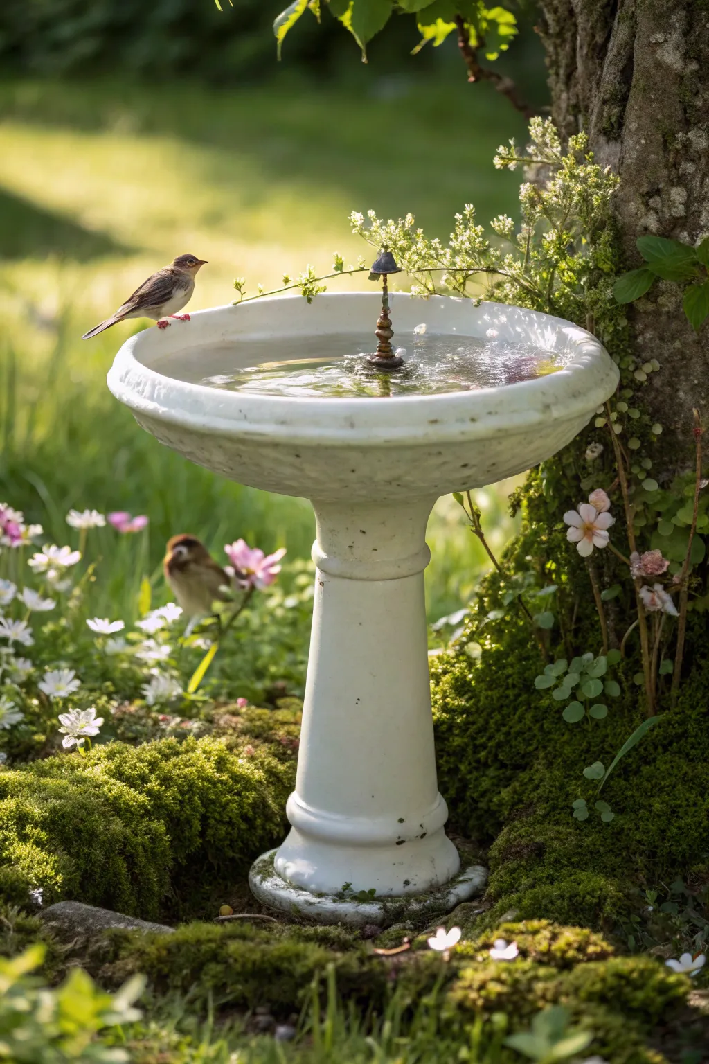 Transform your garden with a touch of nostalgia: a vintage sink bird bath invites nature's beauty to your doorstep.