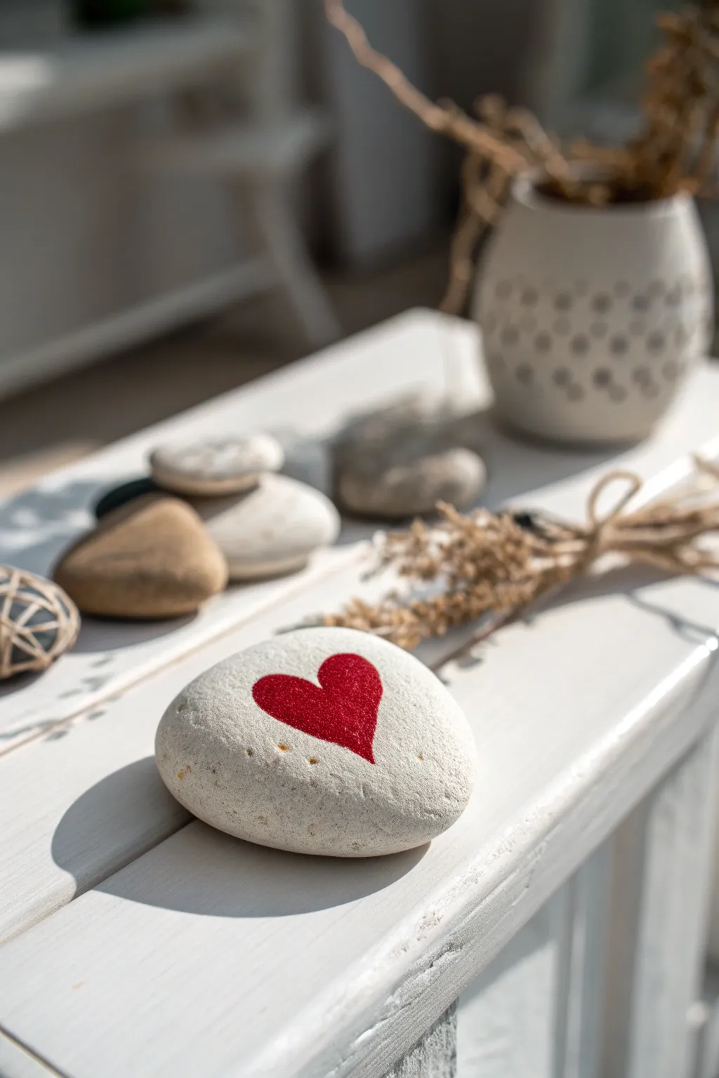 Embrace simplicity with hand-painted pebble hearts, perfect for a touch of natural beauty in your decor.
