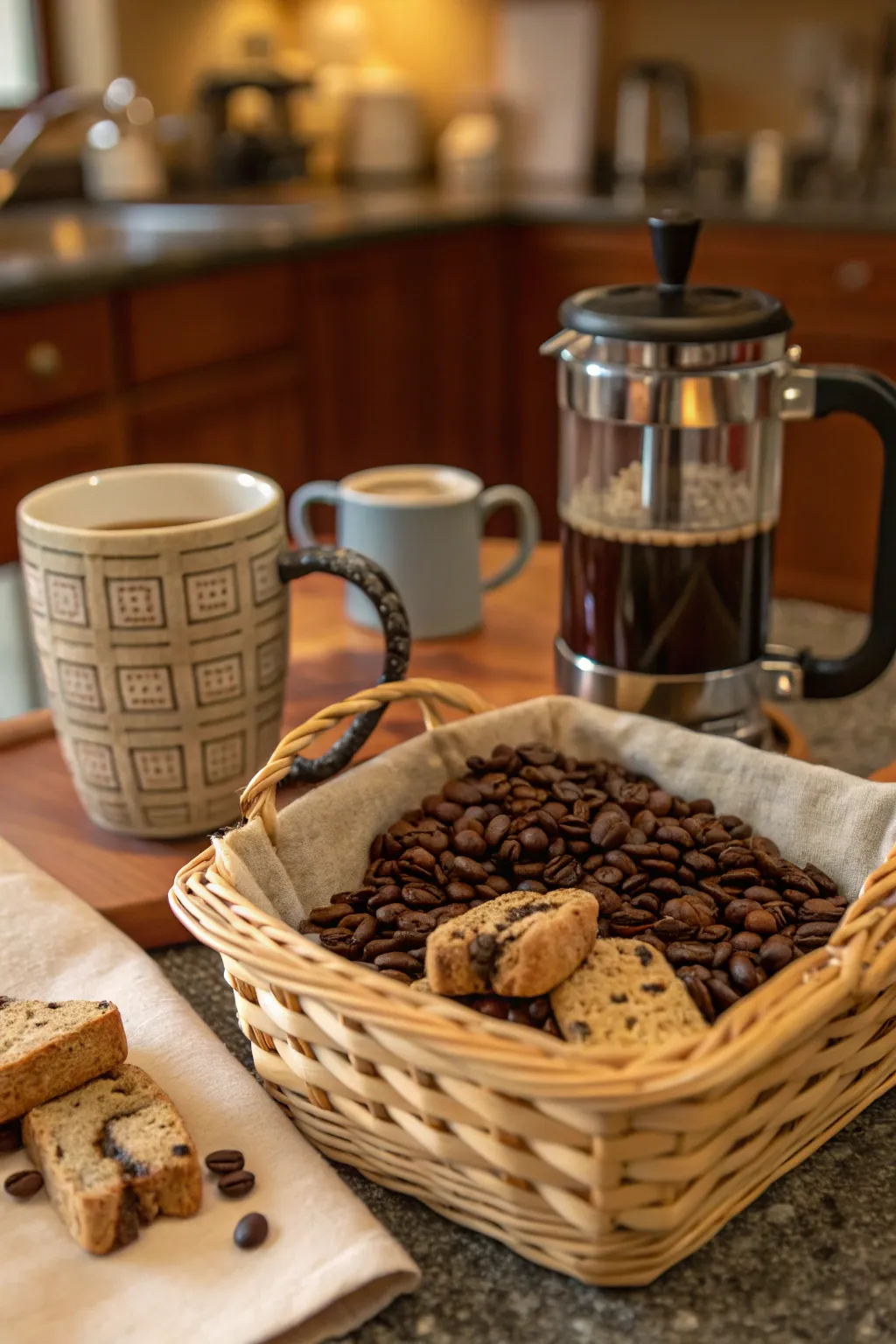 A coffee lover's dream basket filled with aromatic delights.