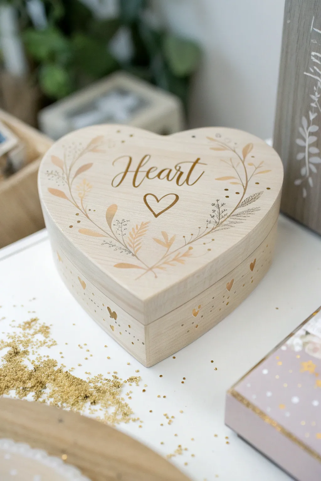 Delight in the simplicity and elegance of a personalized heart box, perfect for a unique Valentine’s gift.
