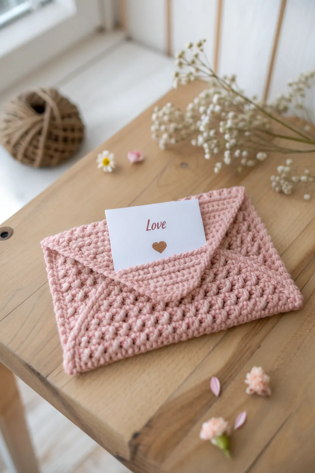 Capture the essence of love with a handcrafted crochet envelope – a perfect blend of simplicity and elegance for Valentine's Day.