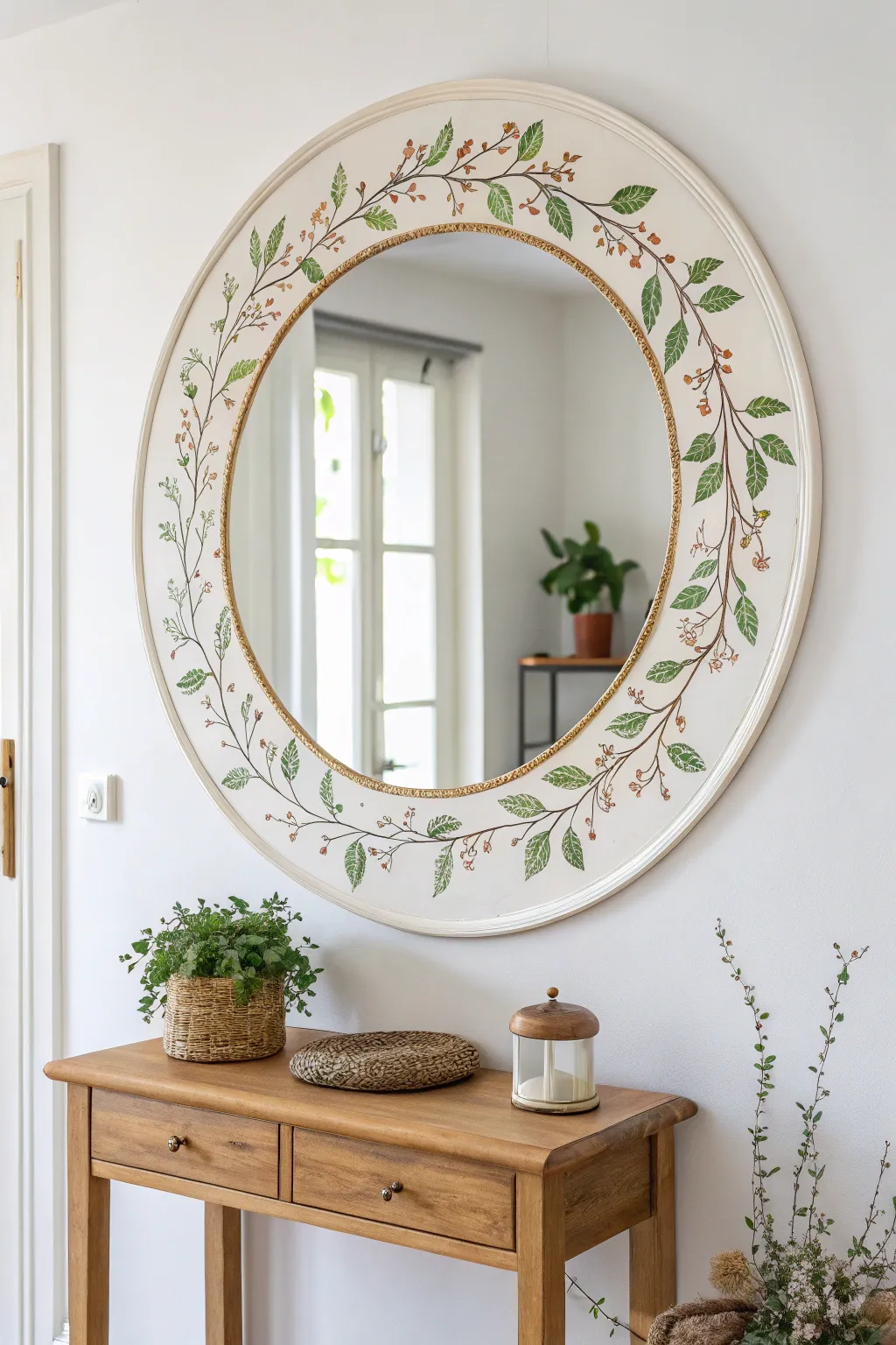 Transform your space with vine-painted borders for a touch of whimsical elegance. #MinimalistCharm #ScandiBoho
