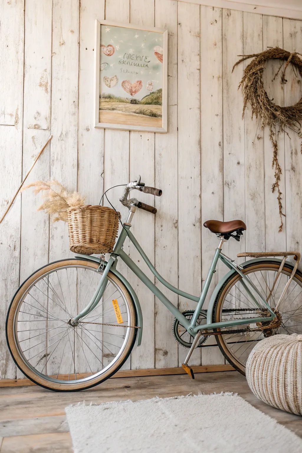 Capture the charm of yesteryears with this vintage bicycle painting, perfect for adding a touch of whimsy to your minimalist space.