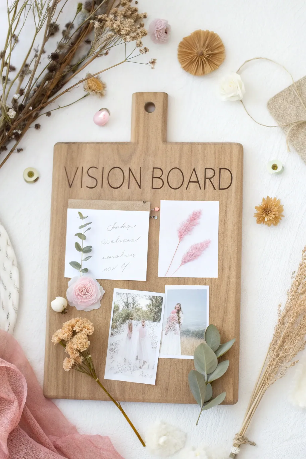 Craft your dreams into reality with a minimalist vision board collage, where simplicity meets creativity.