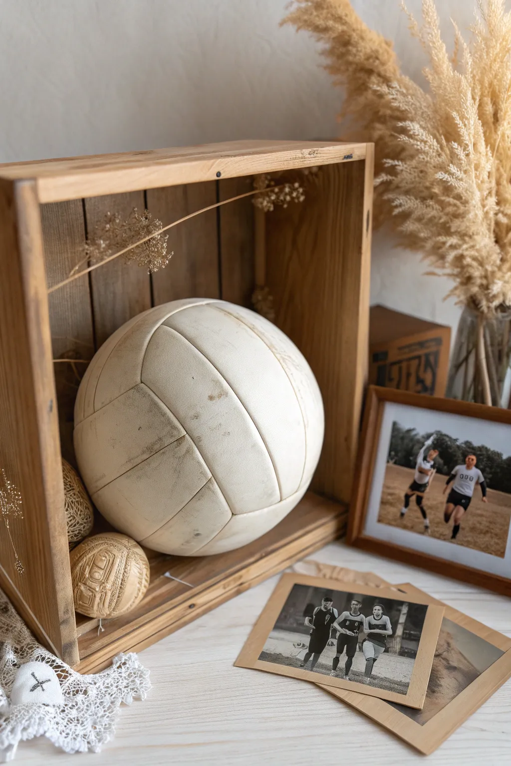 Capture the essence of your volleyball journey with a minimalist shadow box that speaks volumes through simplicity and personal memories.