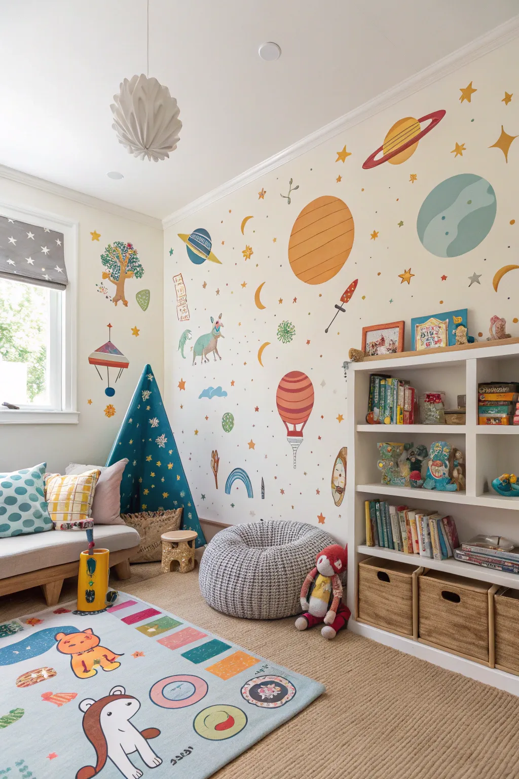 Spark imagination with whimsical decals in your playroom.