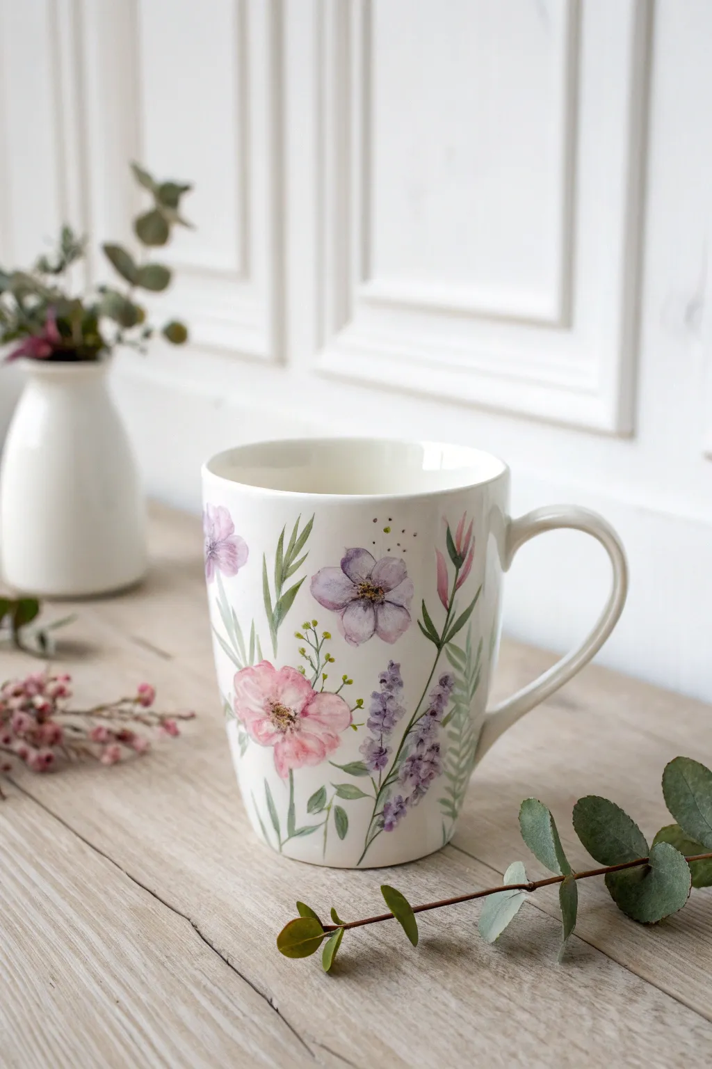 Elevate her morning ritual with a hand-painted floral mug, a perfect blend of simplicity and elegance.