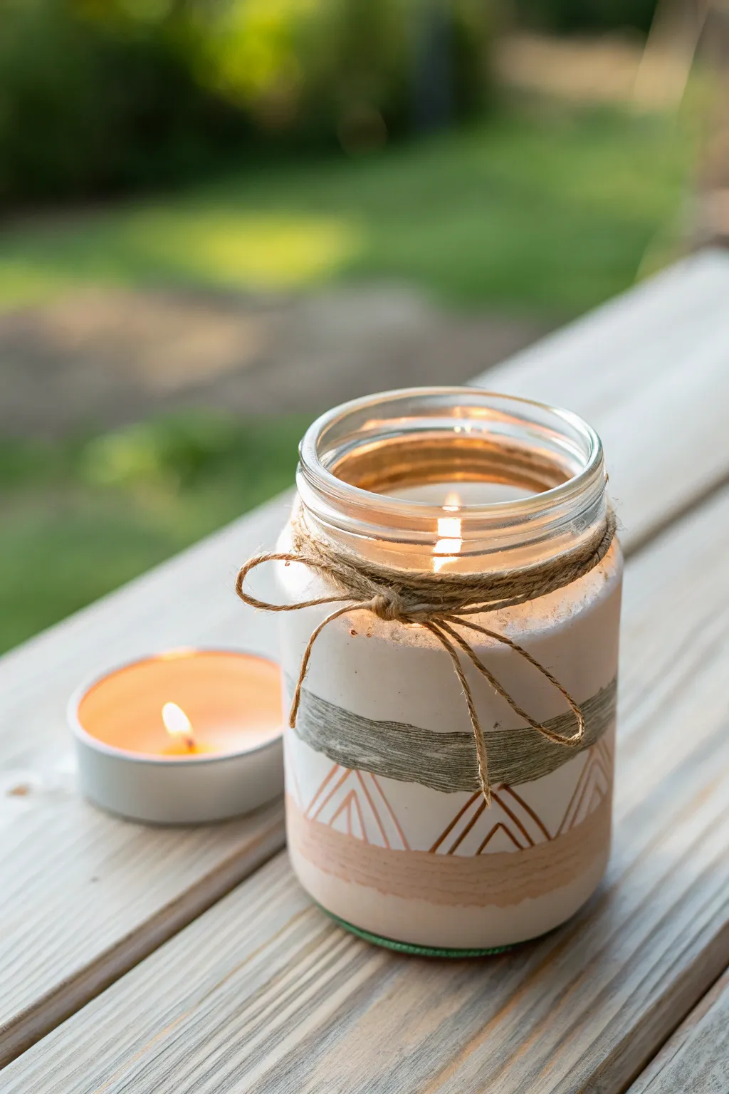 Transform ordinary jars into elegant candle holders with a touch of paint and twine. Perfect for adding rustic charm to your home.