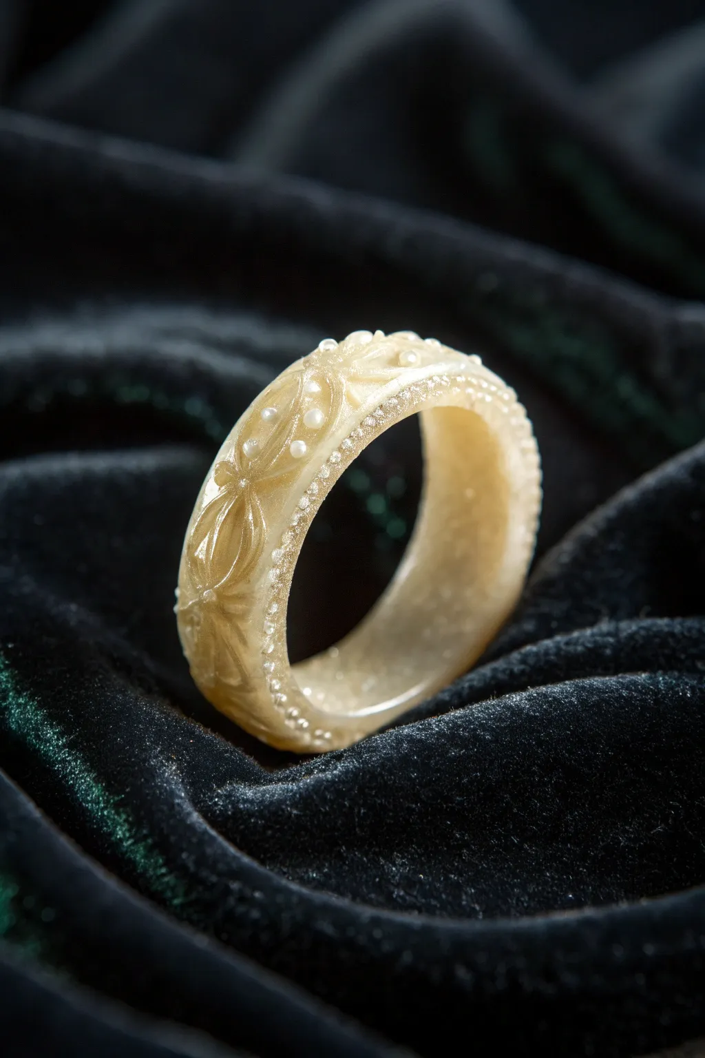 Granulated textures add an antique look to this wax ring.