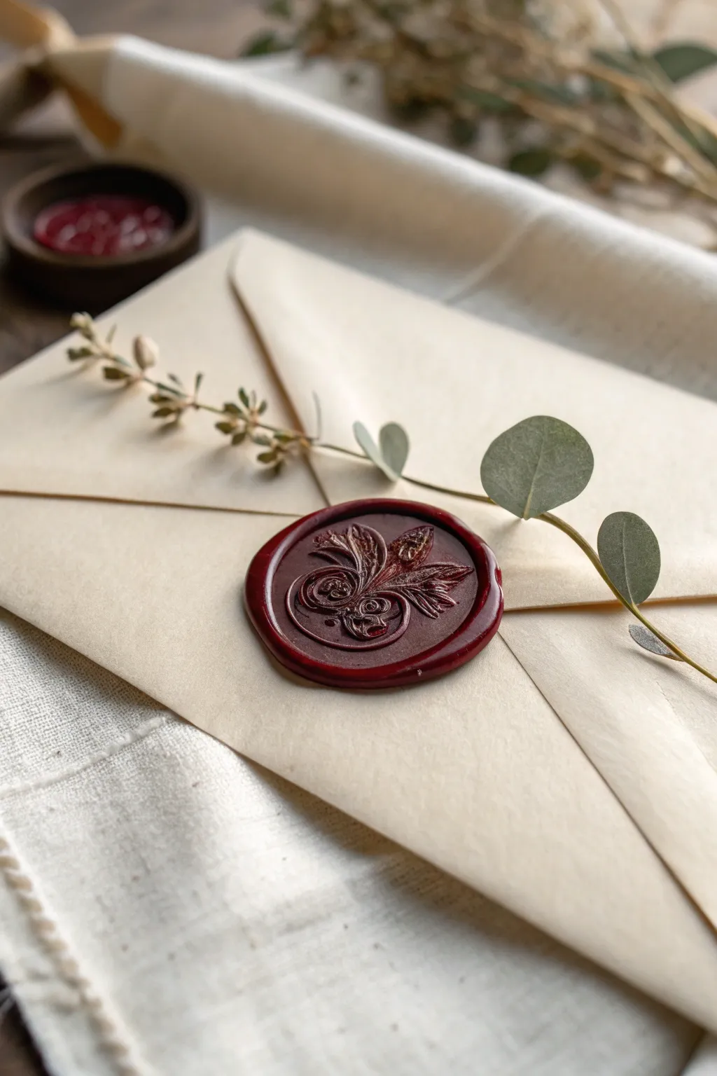 Add a touch of timeless elegance to your wedding invites with a bespoke wax seal. #WaxSeal #WeddingInspiration