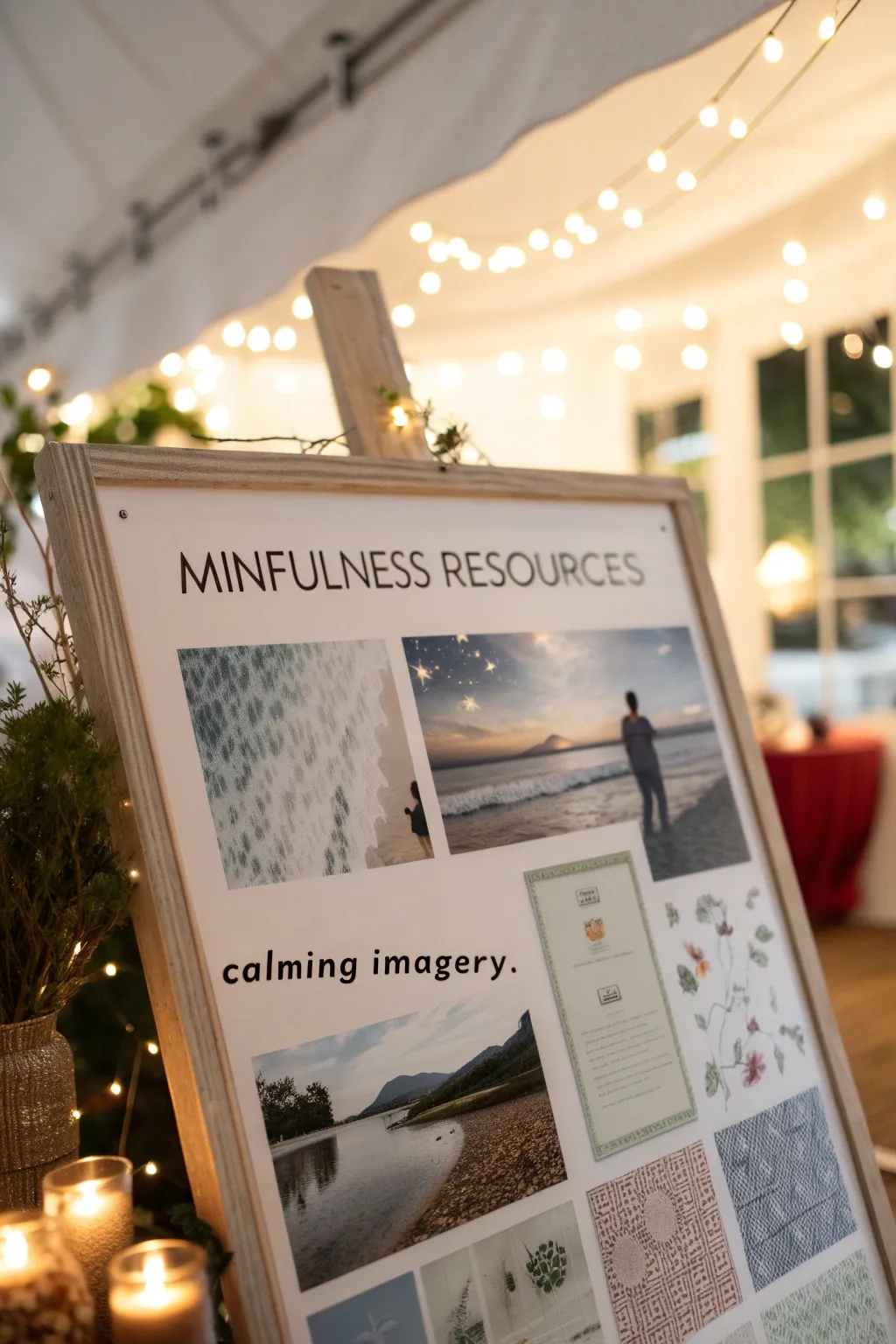 A calming mindfulness corner on your wellness board.