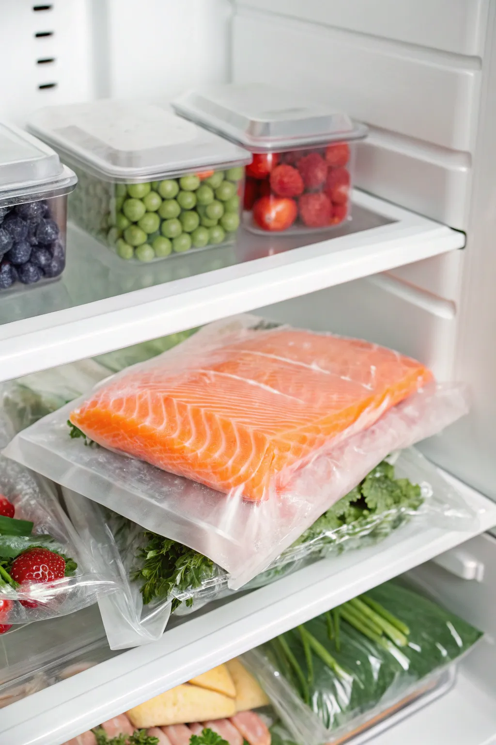 Elevate your freezer organization with the art of vacuum sealing. Discover simplicity and beauty in every neatly stacked package.