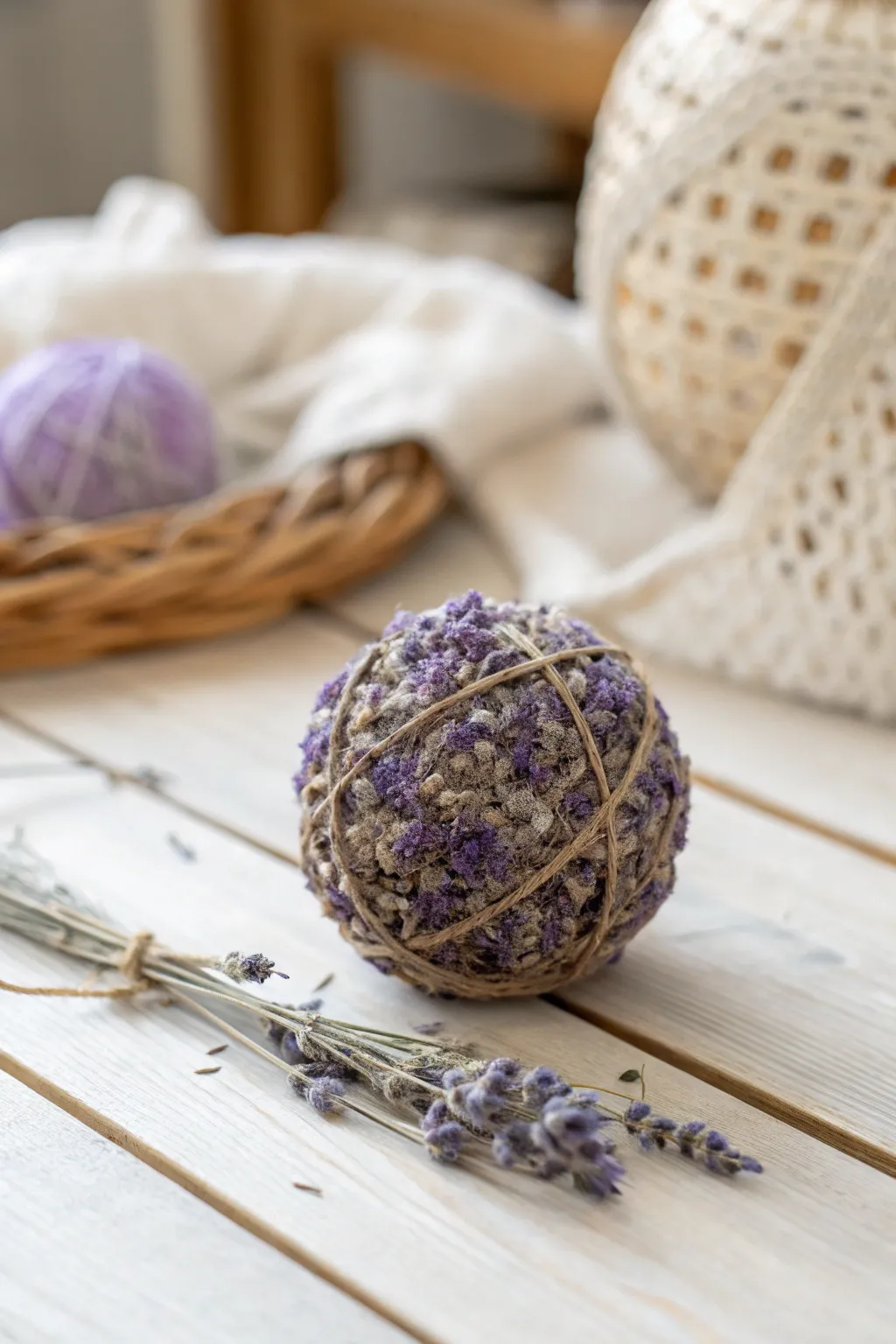 Embrace natural elegance with a handcrafted lavender ball, perfect for adding a touch of serene beauty to your space.